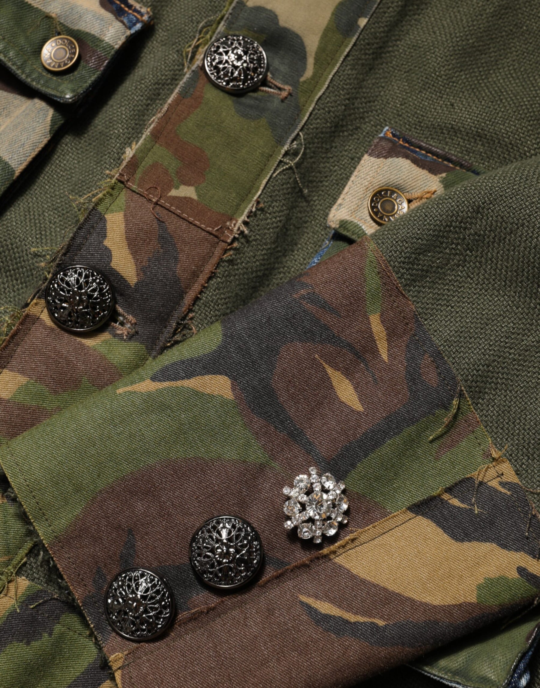 Dolce & Gabbana Brown Camouflage Linen Button Down Jacket | Regal Royce