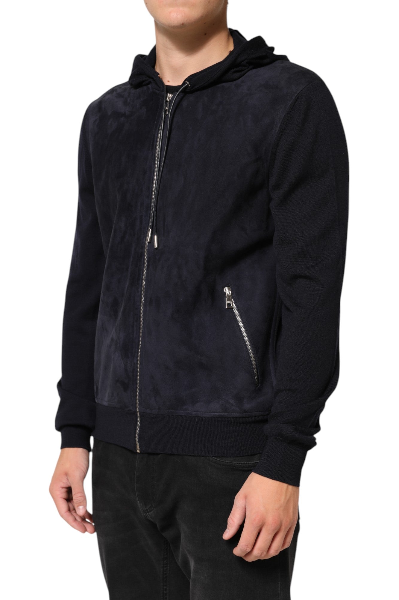 Dolce & Gabbana Black Leather Full Zip Hooded Blouson Jacket | Regal Royce
