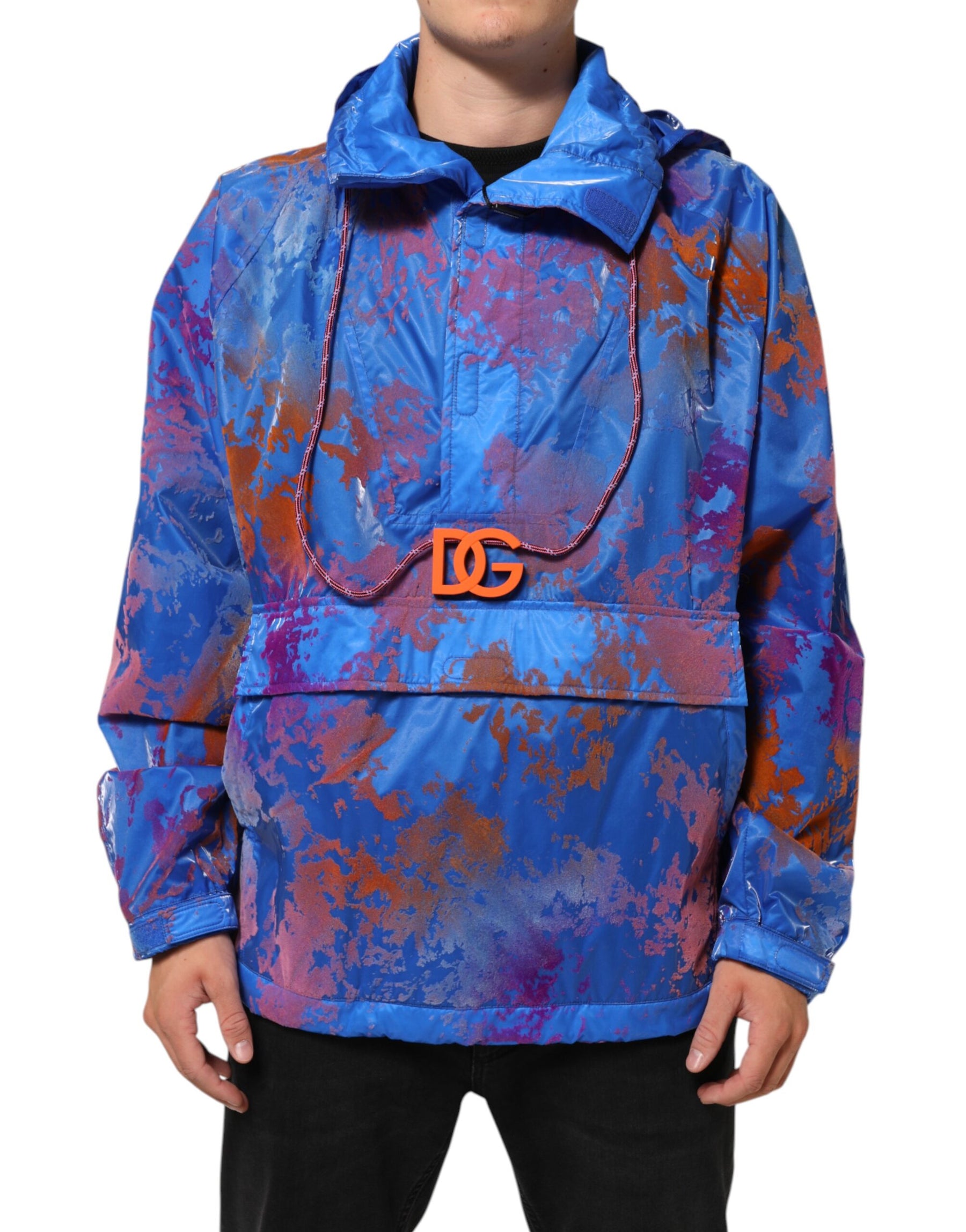 Dolce & Gabbana Blue Tie Dye Logo Hooded Sweatshirt Jacket | Regal Royce