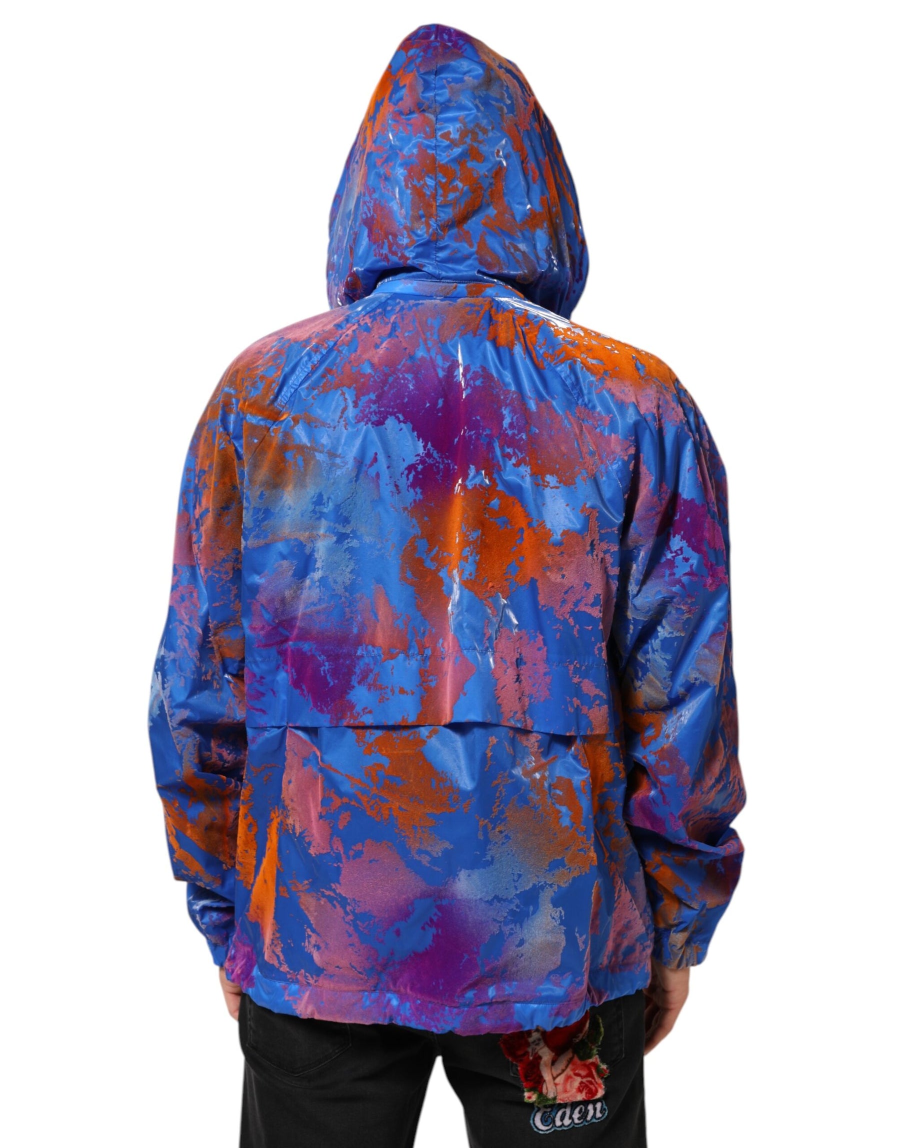 Dolce & Gabbana Blue Tie Dye Logo Hooded Sweatshirt Jacket | Regal Royce