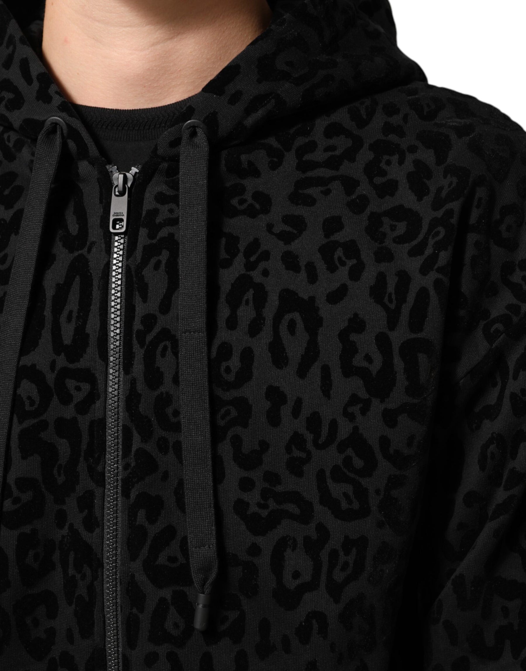 Dolce & Gabbana Black Cotton Hooded Full Zip Bomber Jacket | Regal Royce