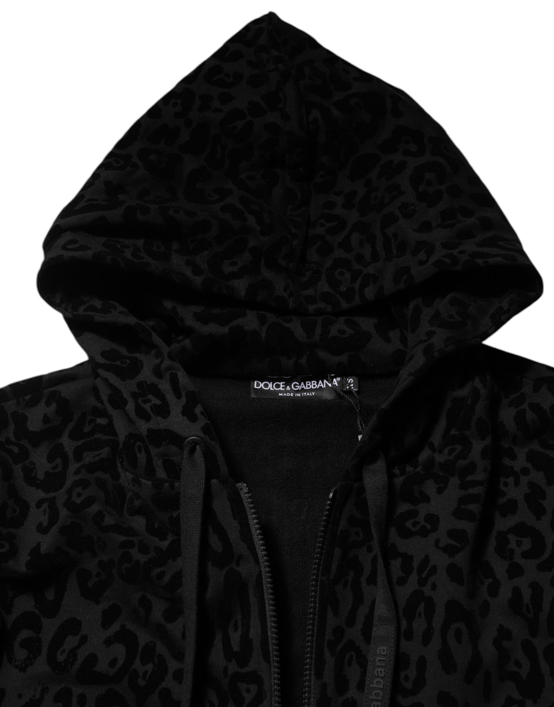 Dolce & Gabbana Black Cotton Hooded Full Zip Bomber Jacket | Regal Royce