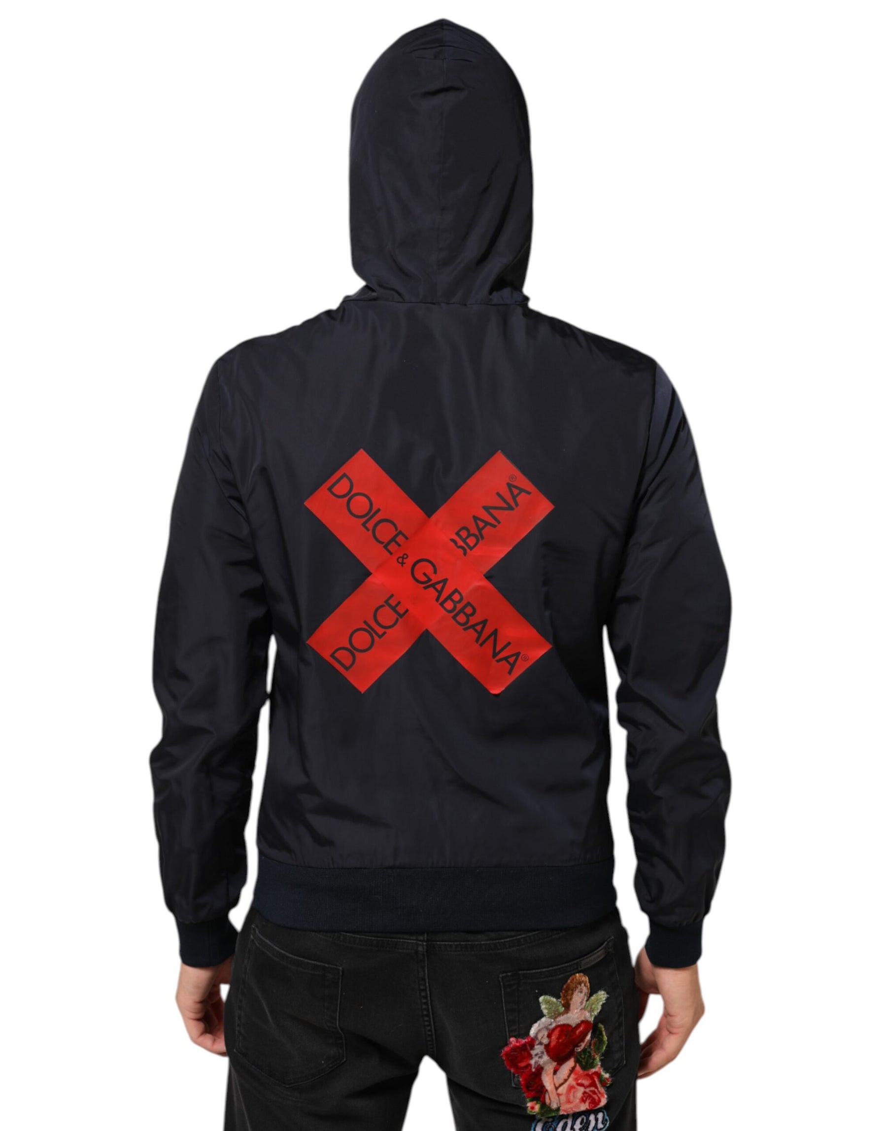 Dolce & Gabbana Blue Logo Tape Hooded Full Zip Bomber Jacket | Regal Royce
