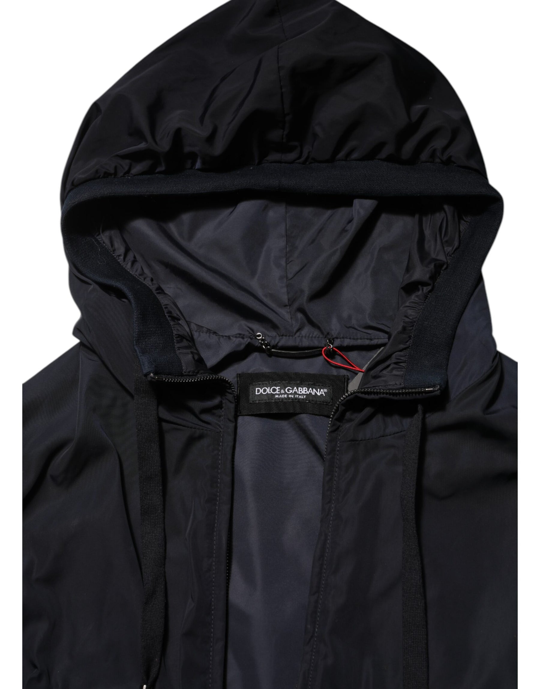 Dolce & Gabbana Blue Logo Tape Hooded Full Zip Bomber Jacket | Regal Royce