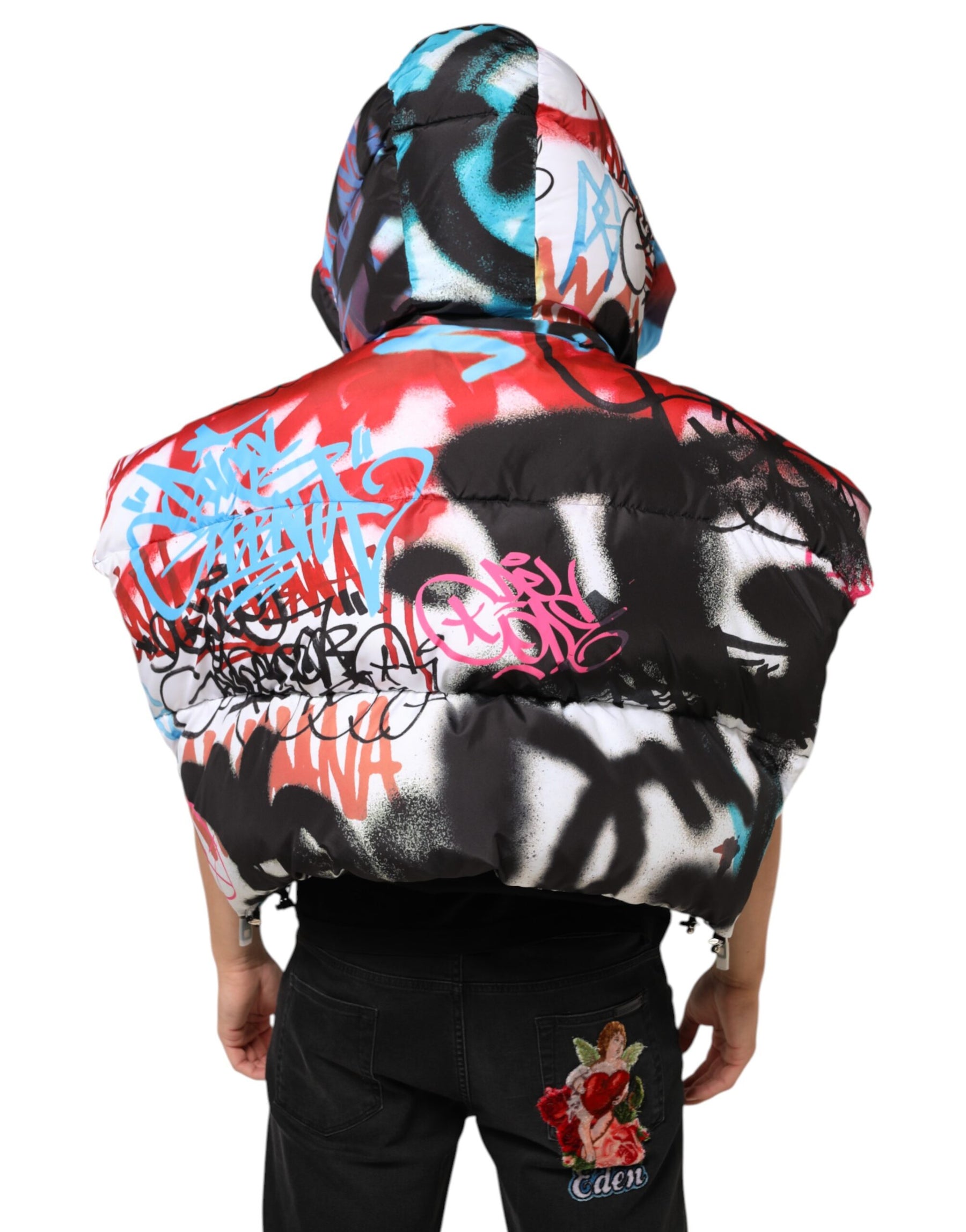 Dolce & Gabbana Multicolor Graffiti Hooded Sportswear Vest Jacket | Regal Royce