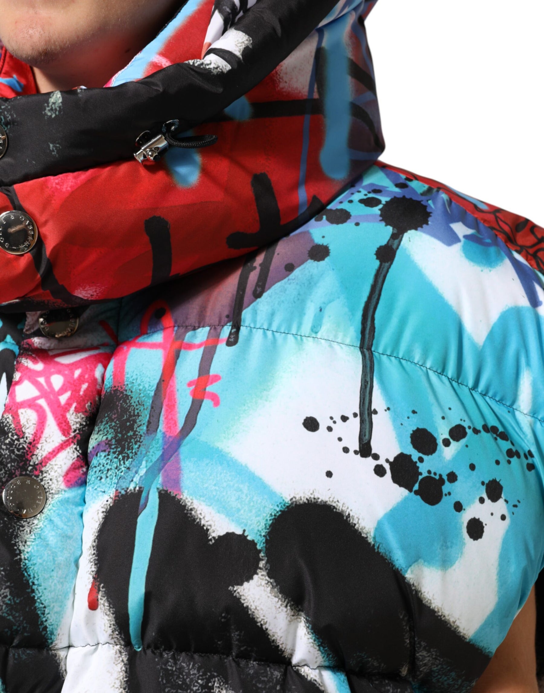 Dolce & Gabbana Multicolor Graffiti Hooded Sportswear Vest Jacket | Regal Royce