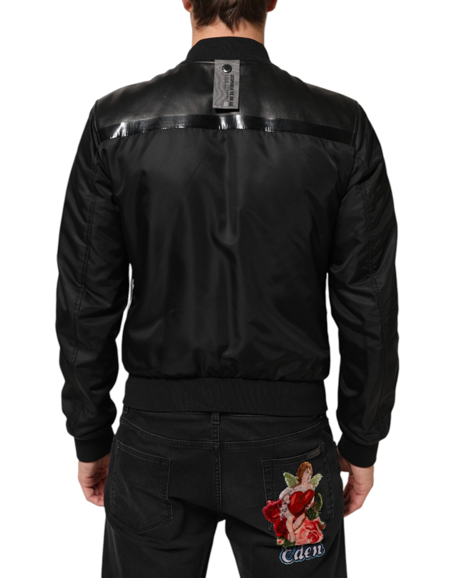 Dolce & Gabbana Black Leather Nylon FullZip Blouson Jacket | Regal Royce