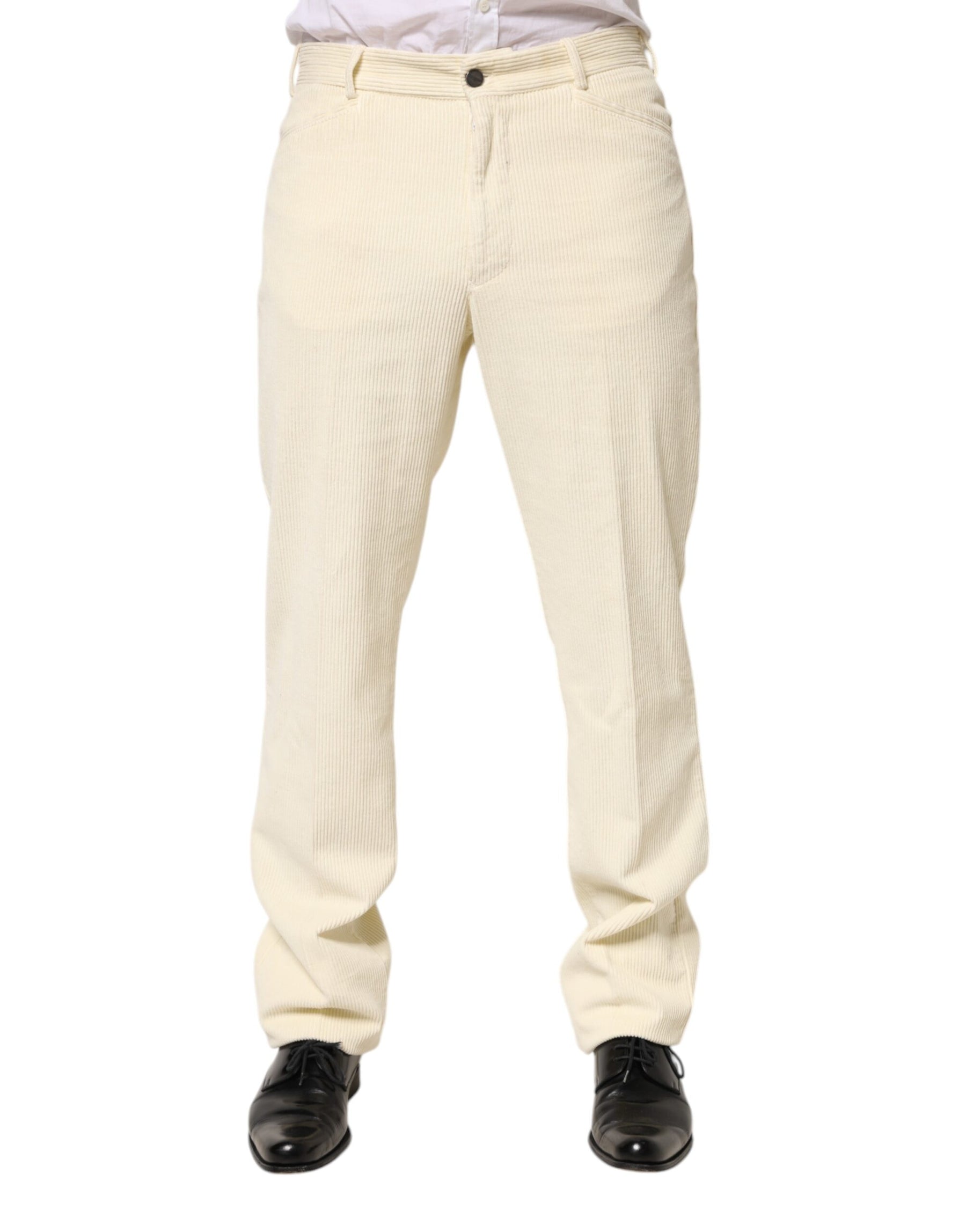 Burberry Beige Corduroy Cotton Straight Men Trouser Pants | Regal Royce