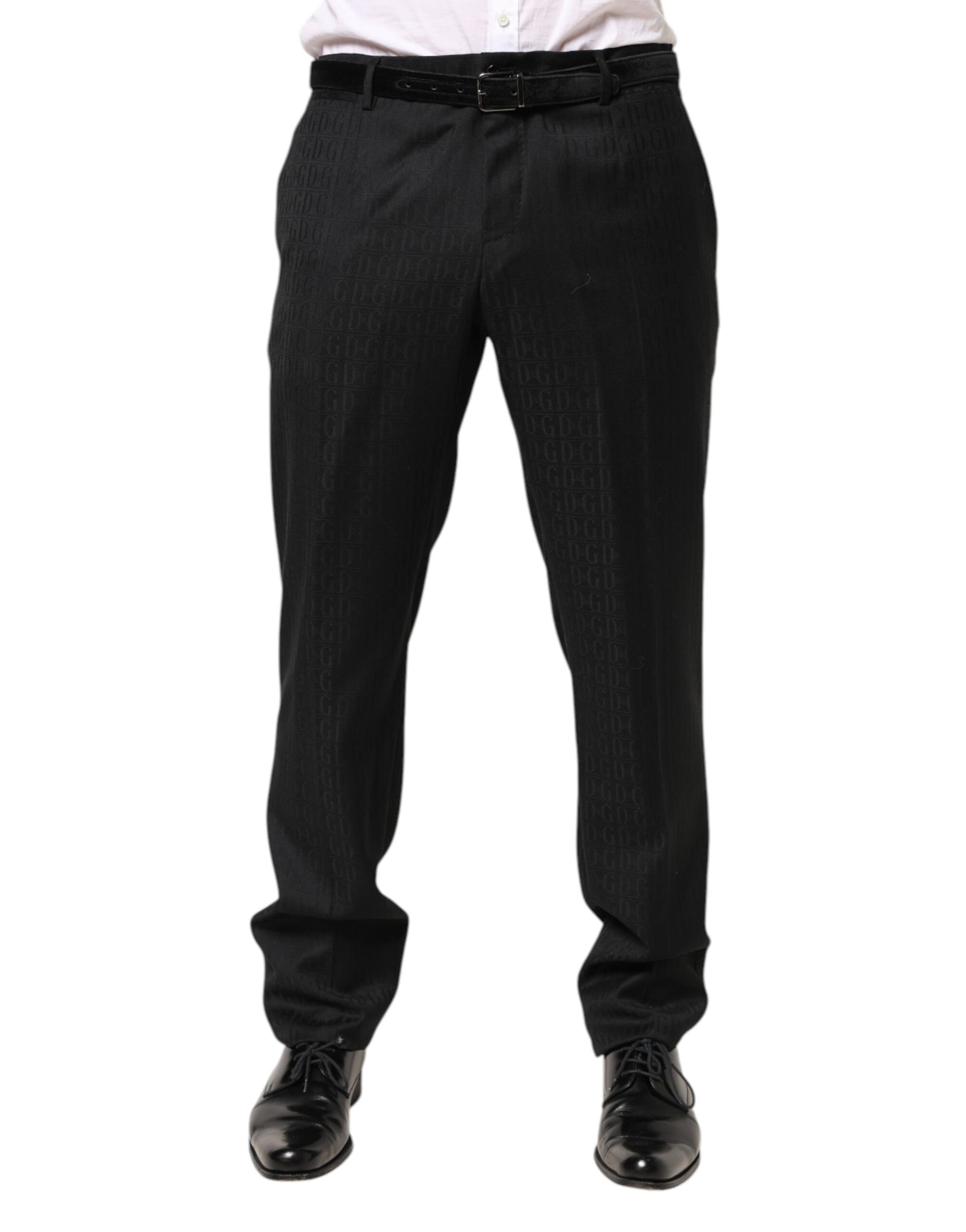 Dolce & Gabbana Black Wool Mid Waist Dress Men Trouser Pants | Regal Royce