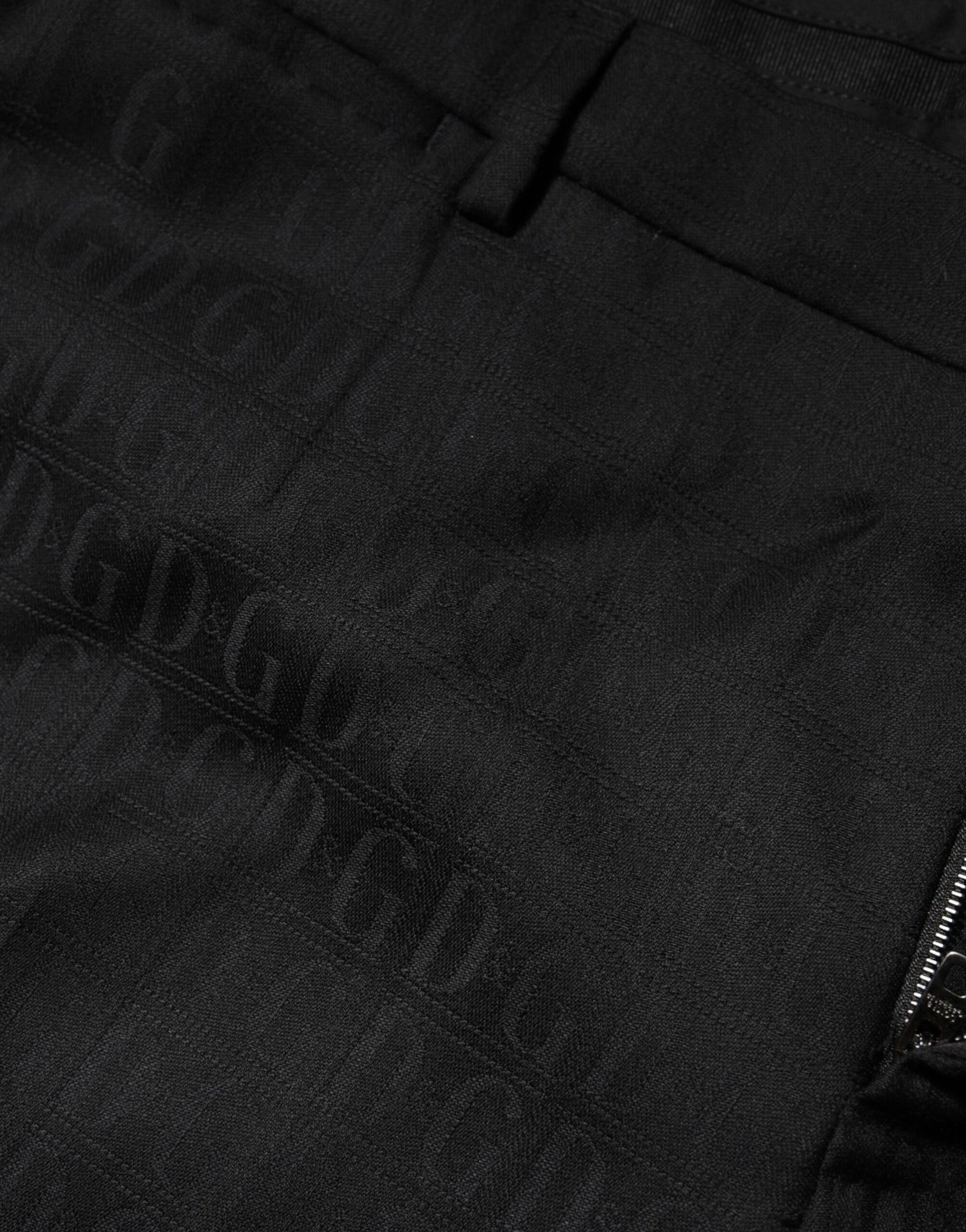 Dolce & Gabbana Black Wool Mid Waist Dress Men Trouser Pants | Regal Royce