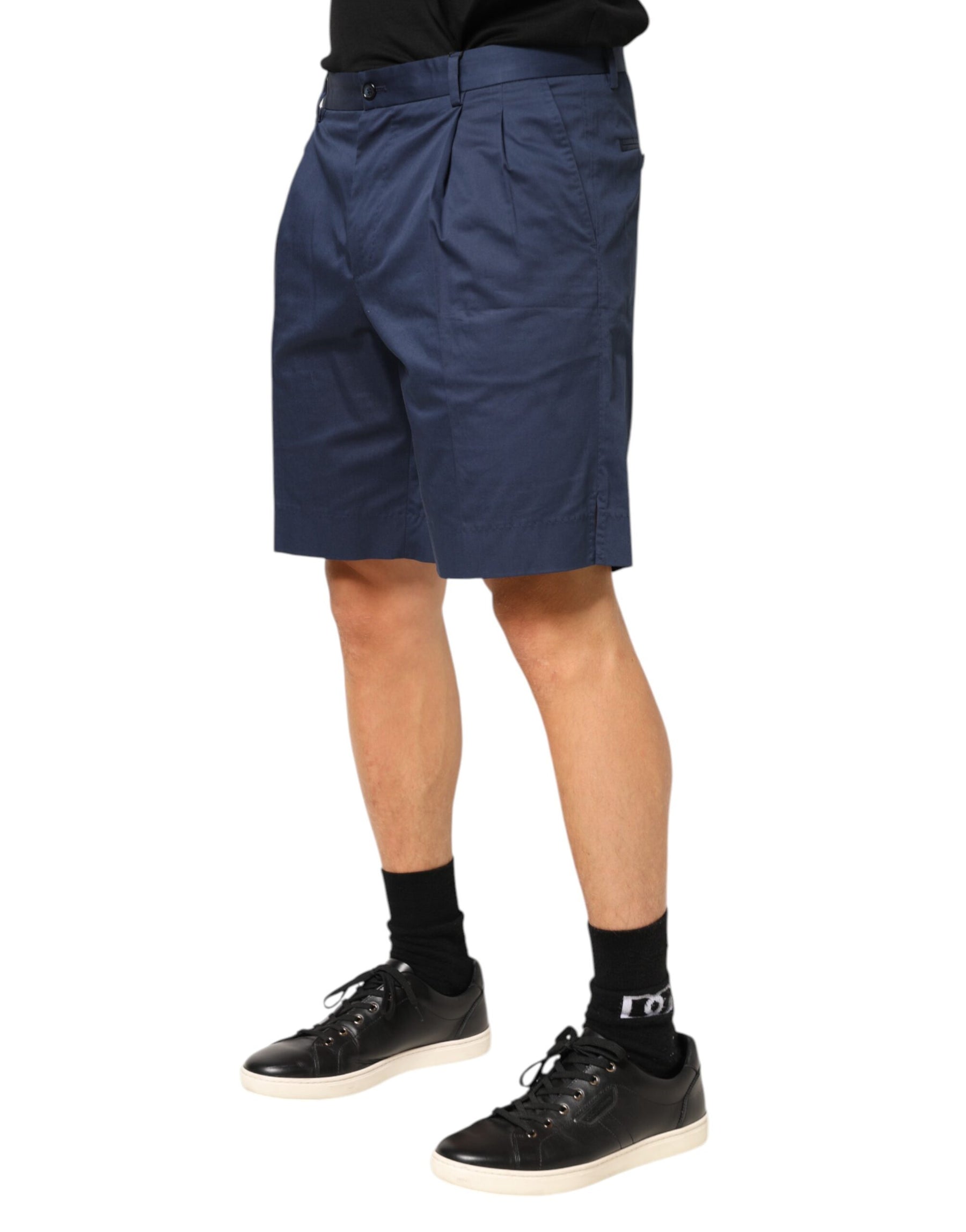 Dolce & Gabbana Blue Cotton Stretch Mid Waist Bermuda Shorts | Regal Royce