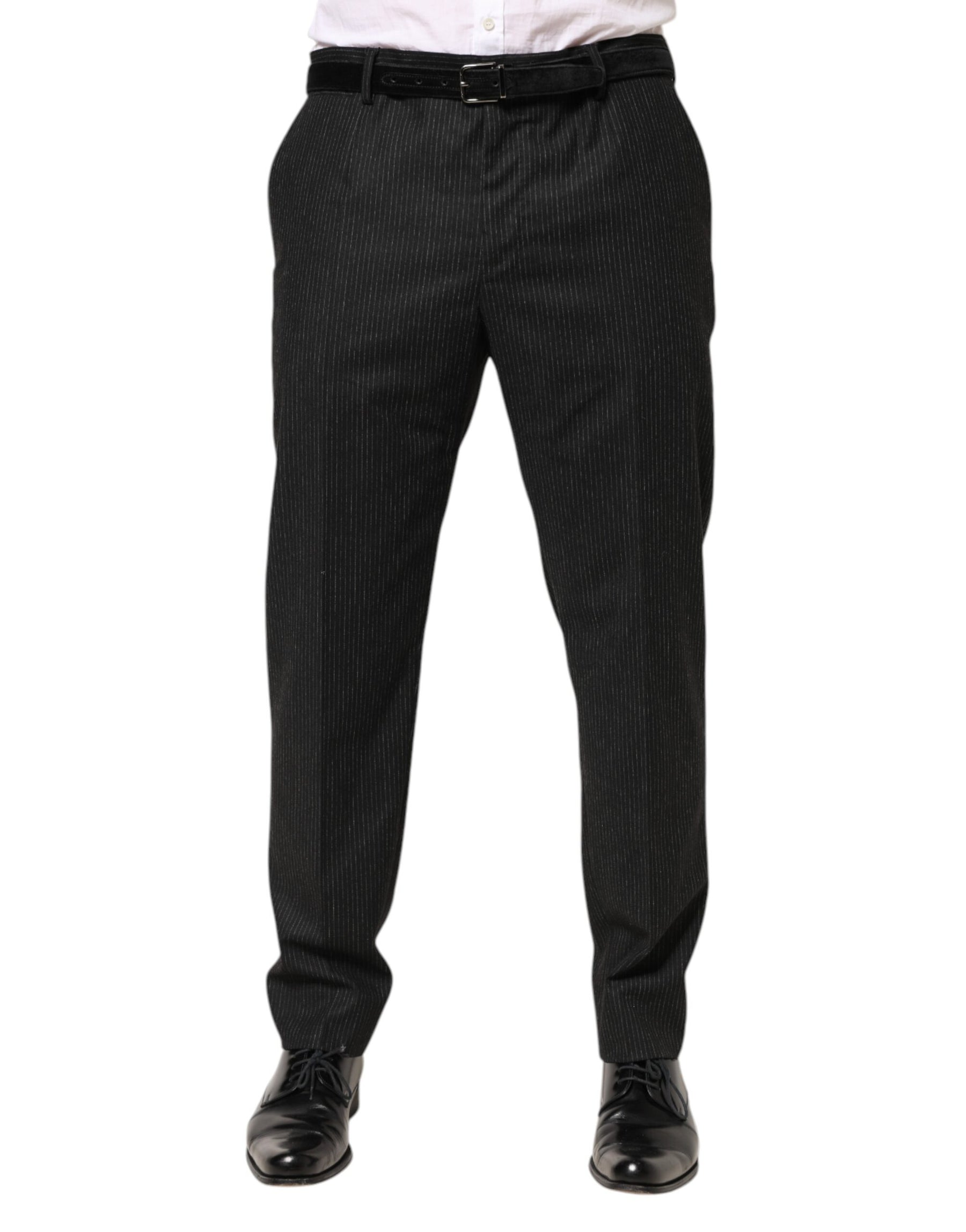 Dolce & Gabbana Black Cotton Mid Waist Dress Trouser Pants | Regal Royce