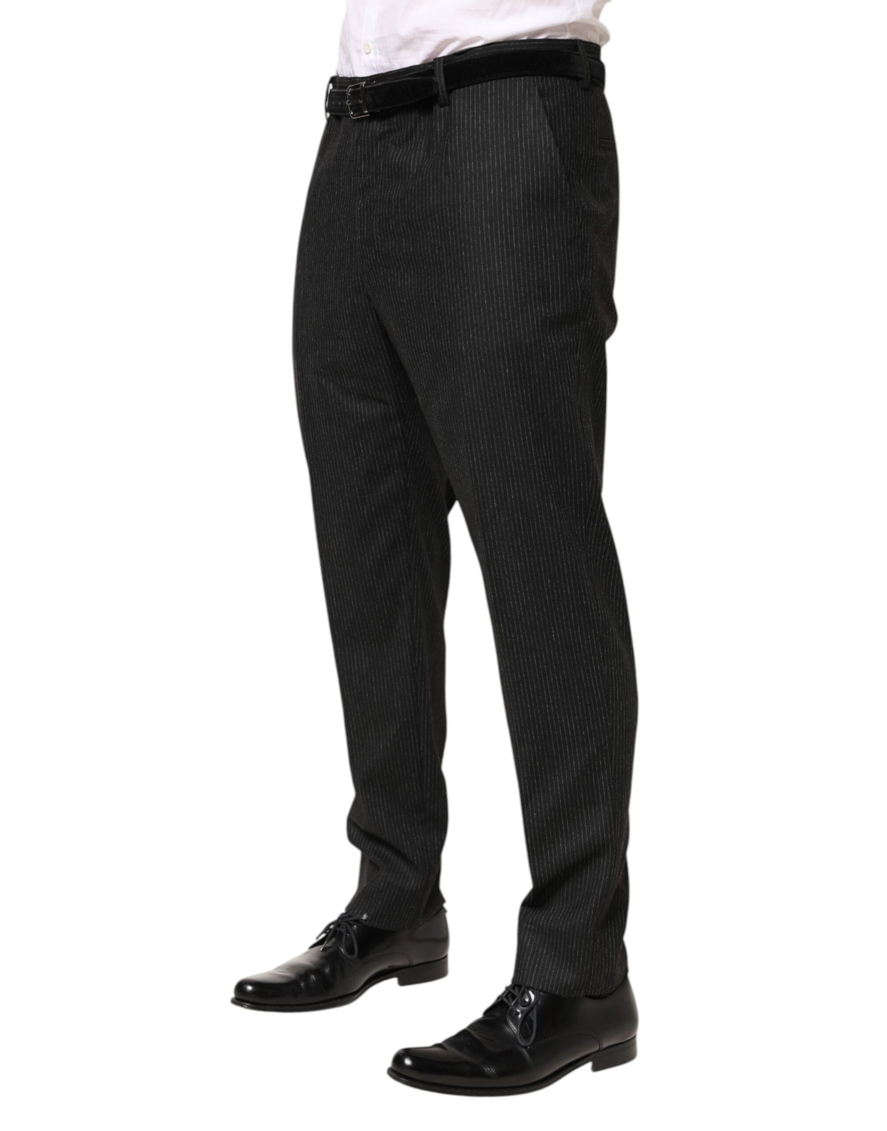 Dolce & Gabbana Black Cotton Mid Waist Dress Trouser Pants | Regal Royce
