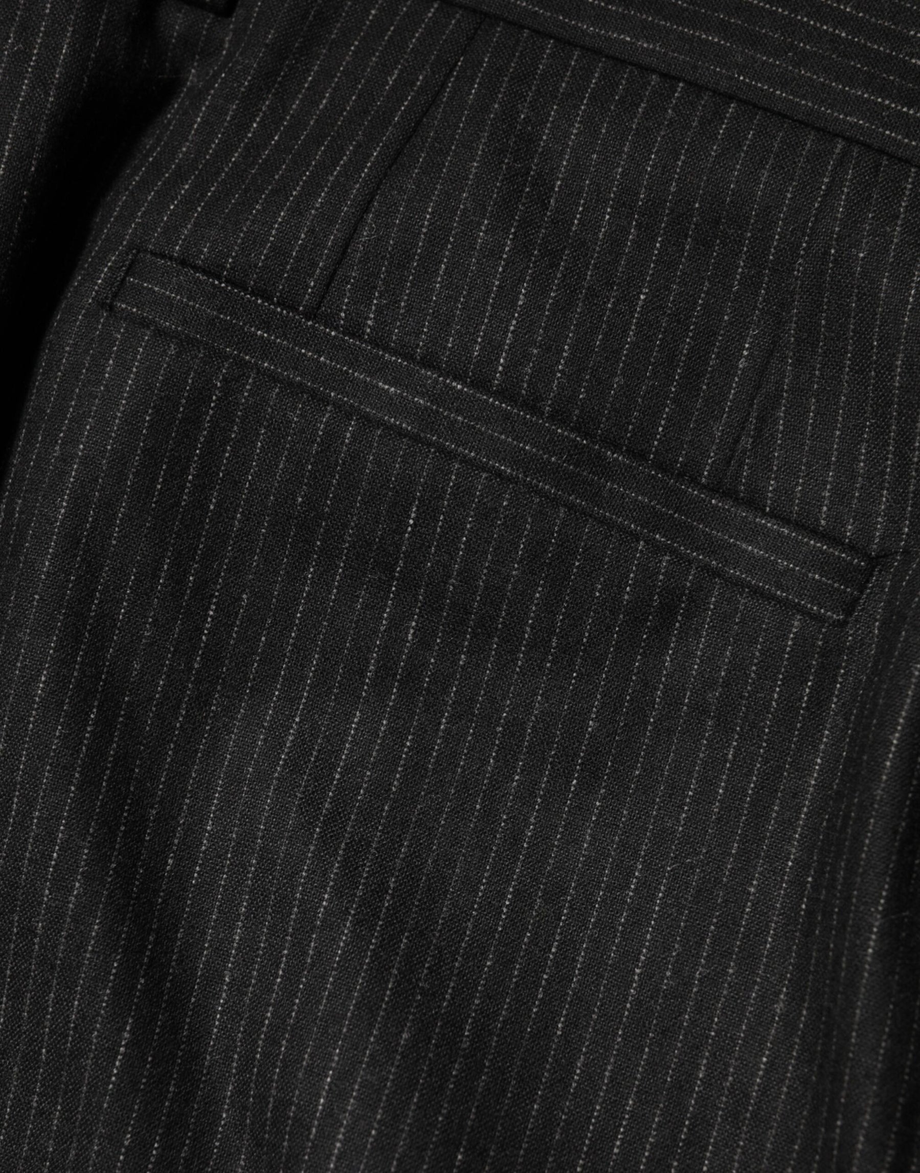 Dolce & Gabbana Black Cotton Mid Waist Dress Trouser Pants | Regal Royce