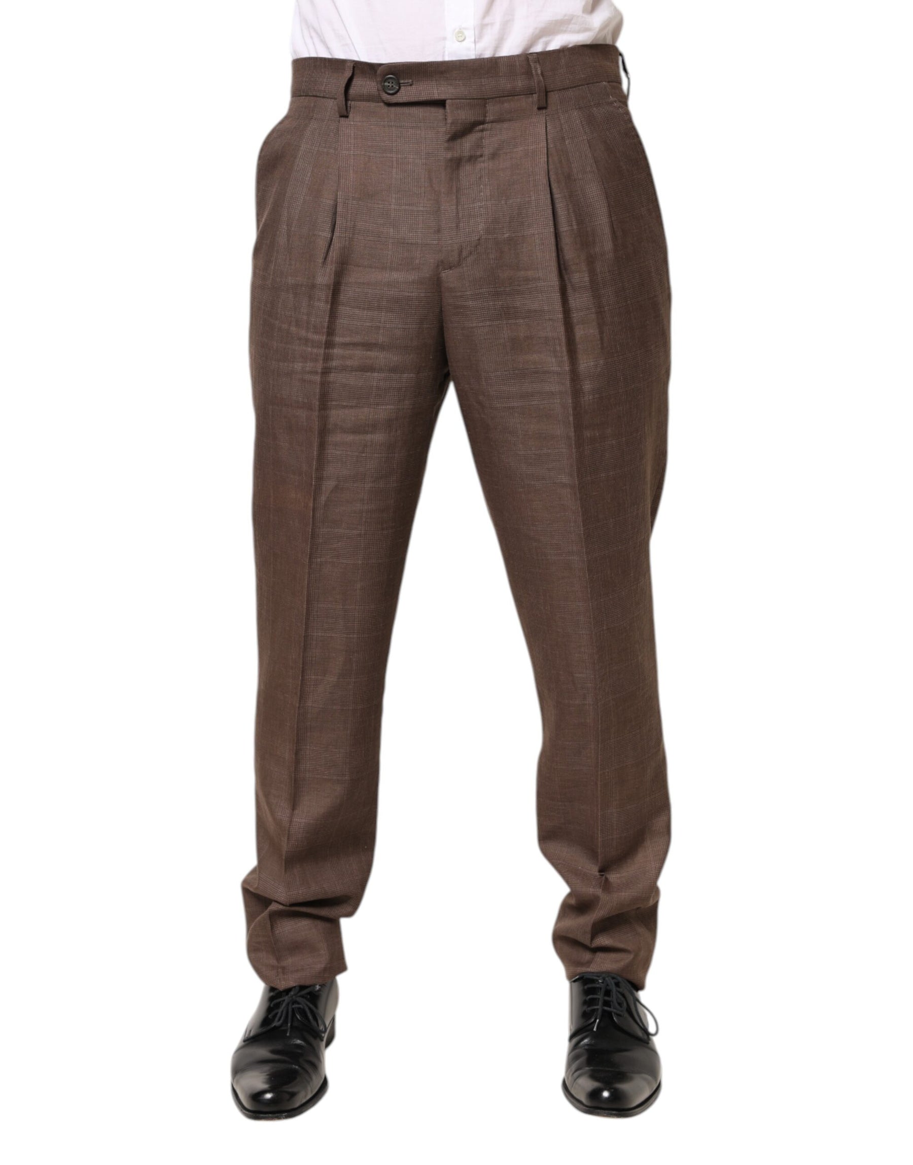 Brunello Cucinelli Brown Wool Mid Waist Dress Trouser Pants | Regal Royce