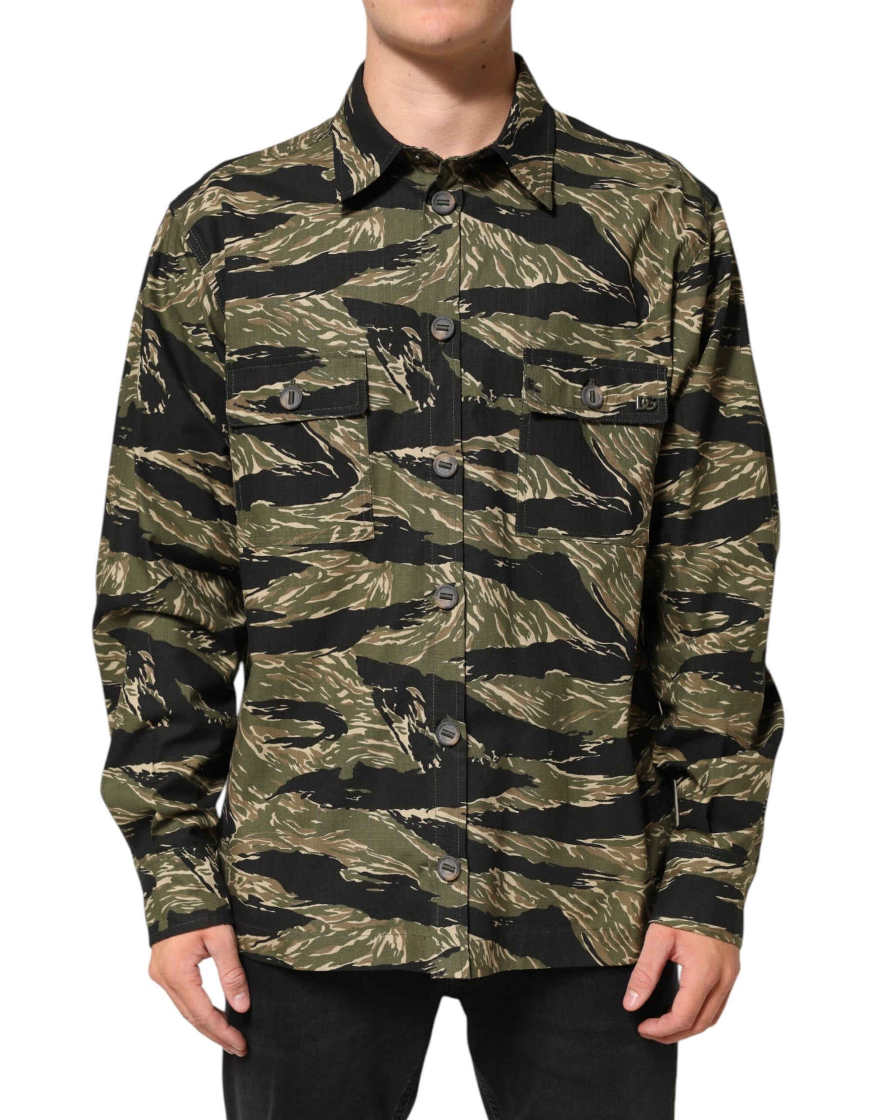Dolce & Gabbana Multicolor Camouflage Cotton Casual Shirt | Regal Royce