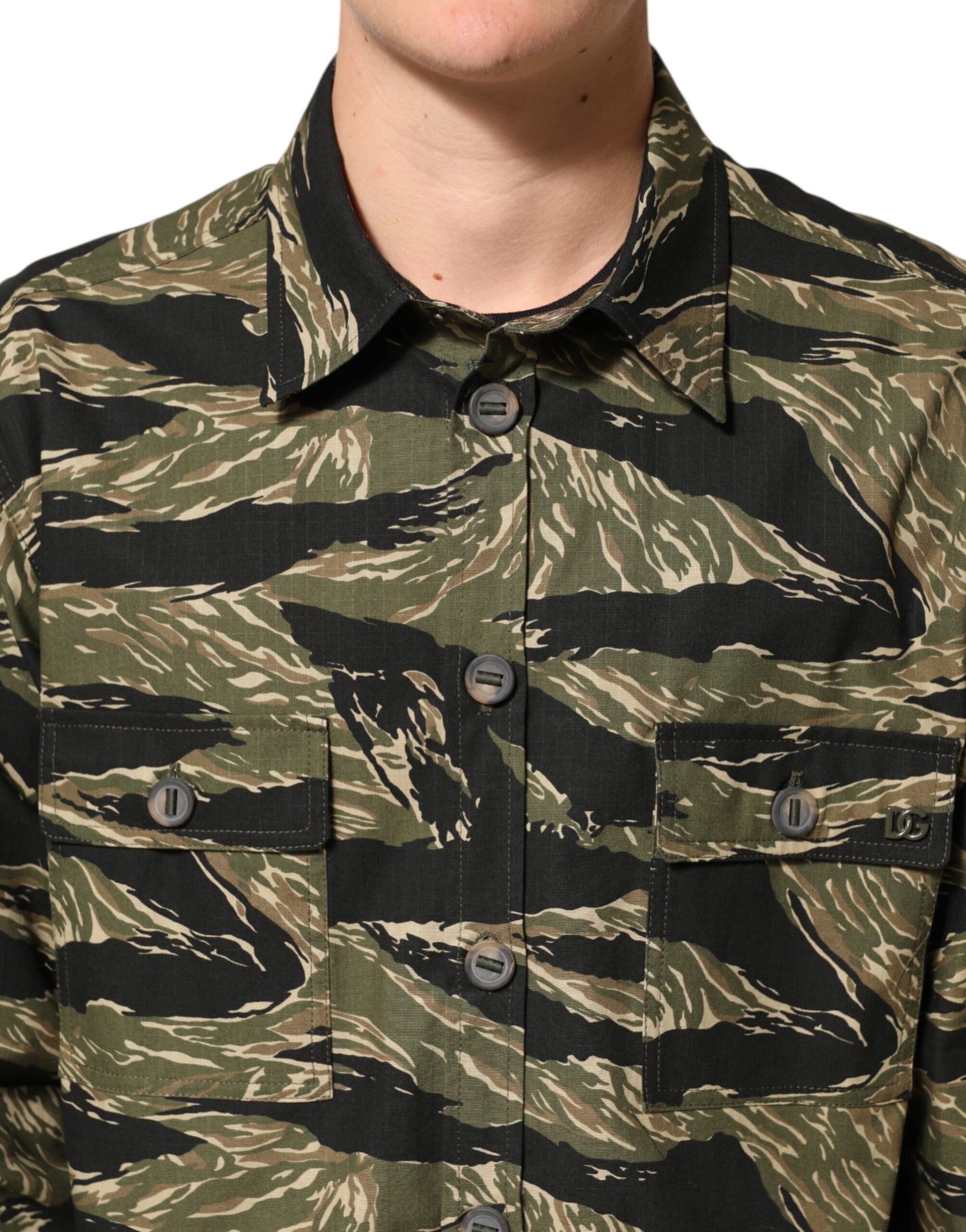 Dolce & Gabbana Multicolor Camouflage Cotton Casual Shirt | Regal Royce