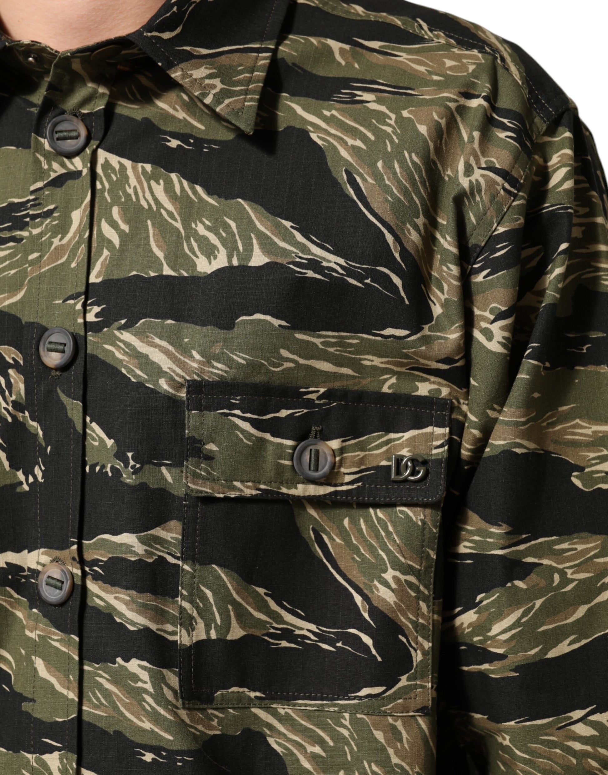 Dolce & Gabbana Multicolor Camouflage Cotton Casual Shirt