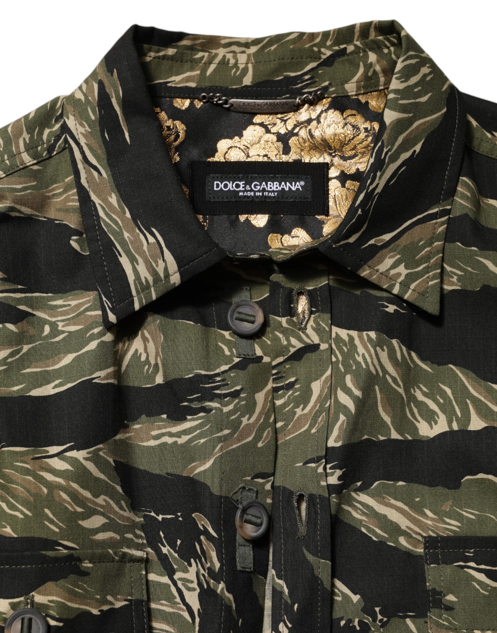 Dolce & Gabbana Multicolor Camouflage Cotton Casual Shirt