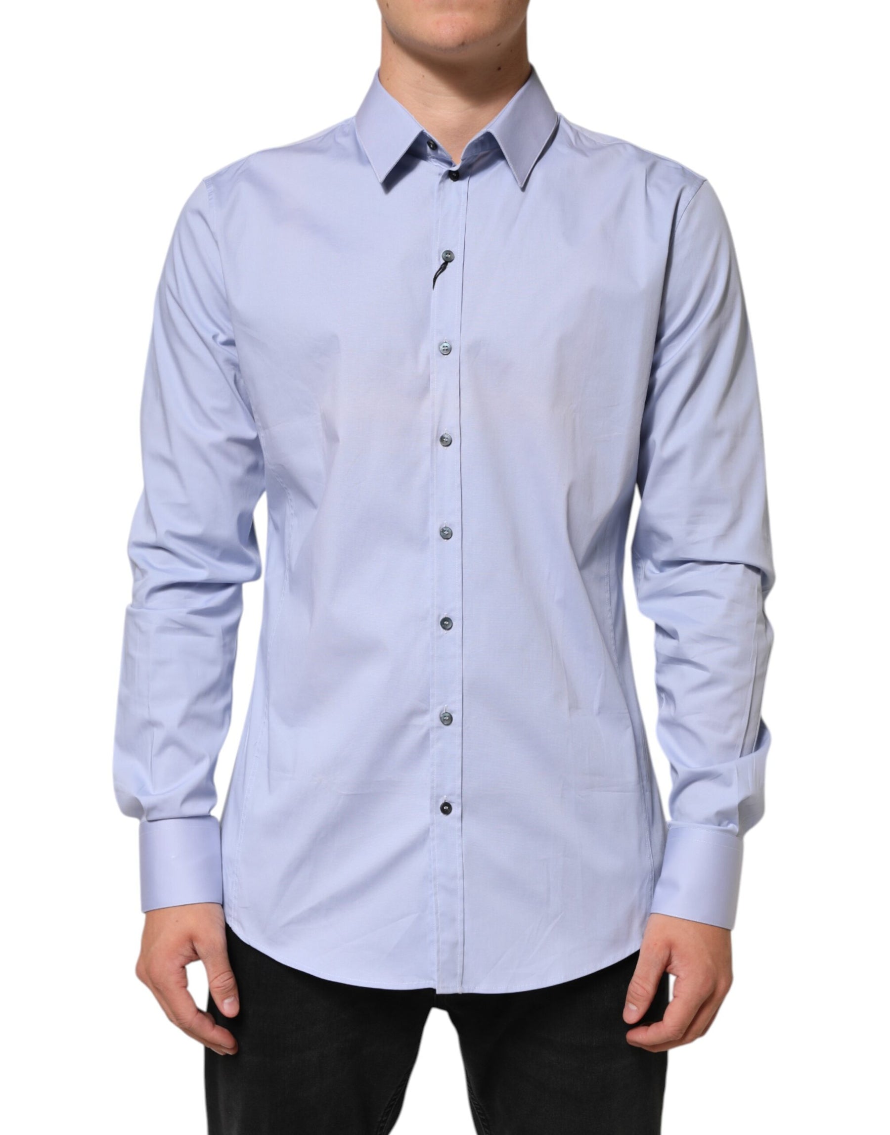 Dolce & Gabbana Blue SICILIA Cotton Men Dress Formal Shirt | Regal Royce