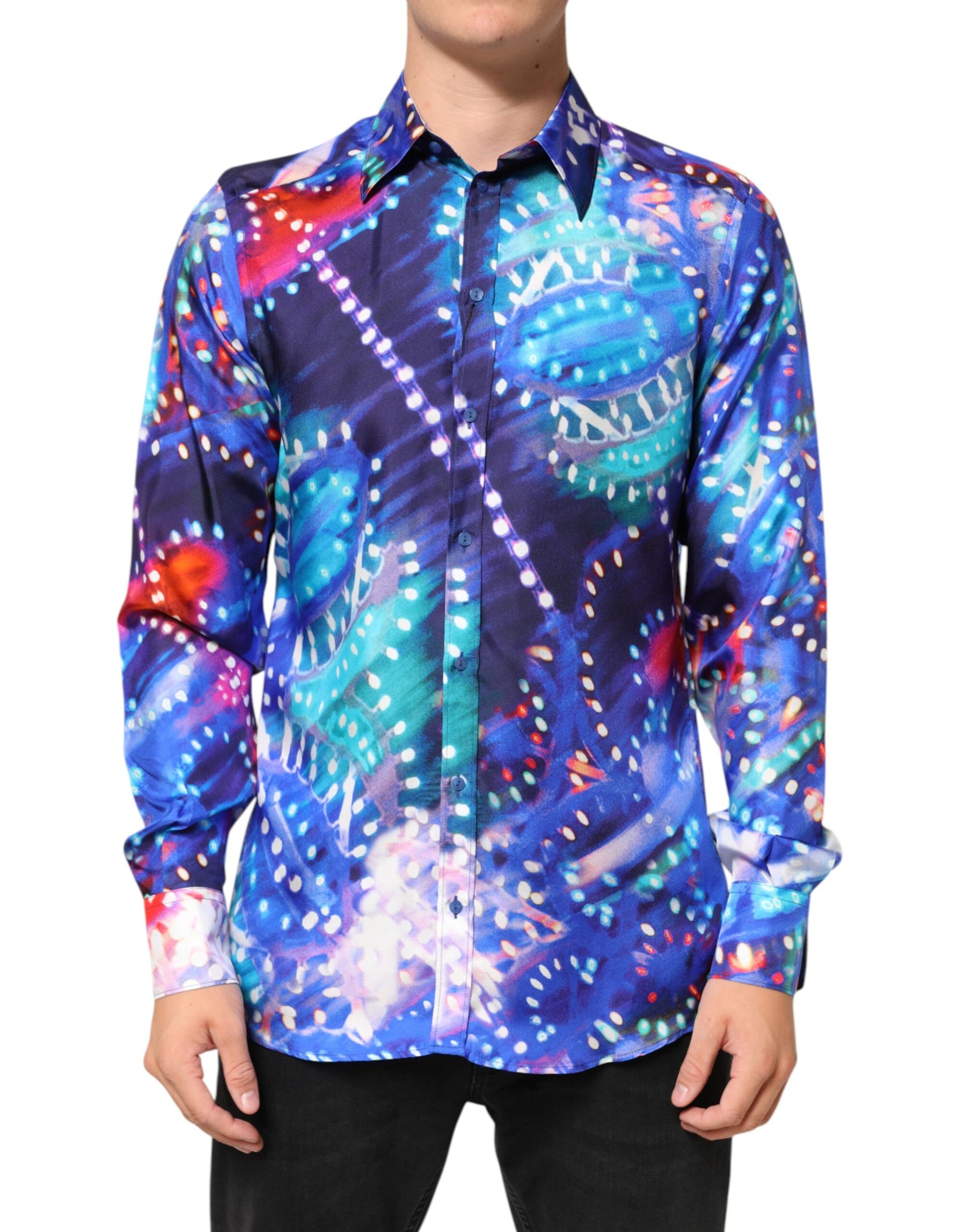 Dolce & Gabbana Multicolor Luminarie MARTINI Slim Men Shirt | Regal Royce
