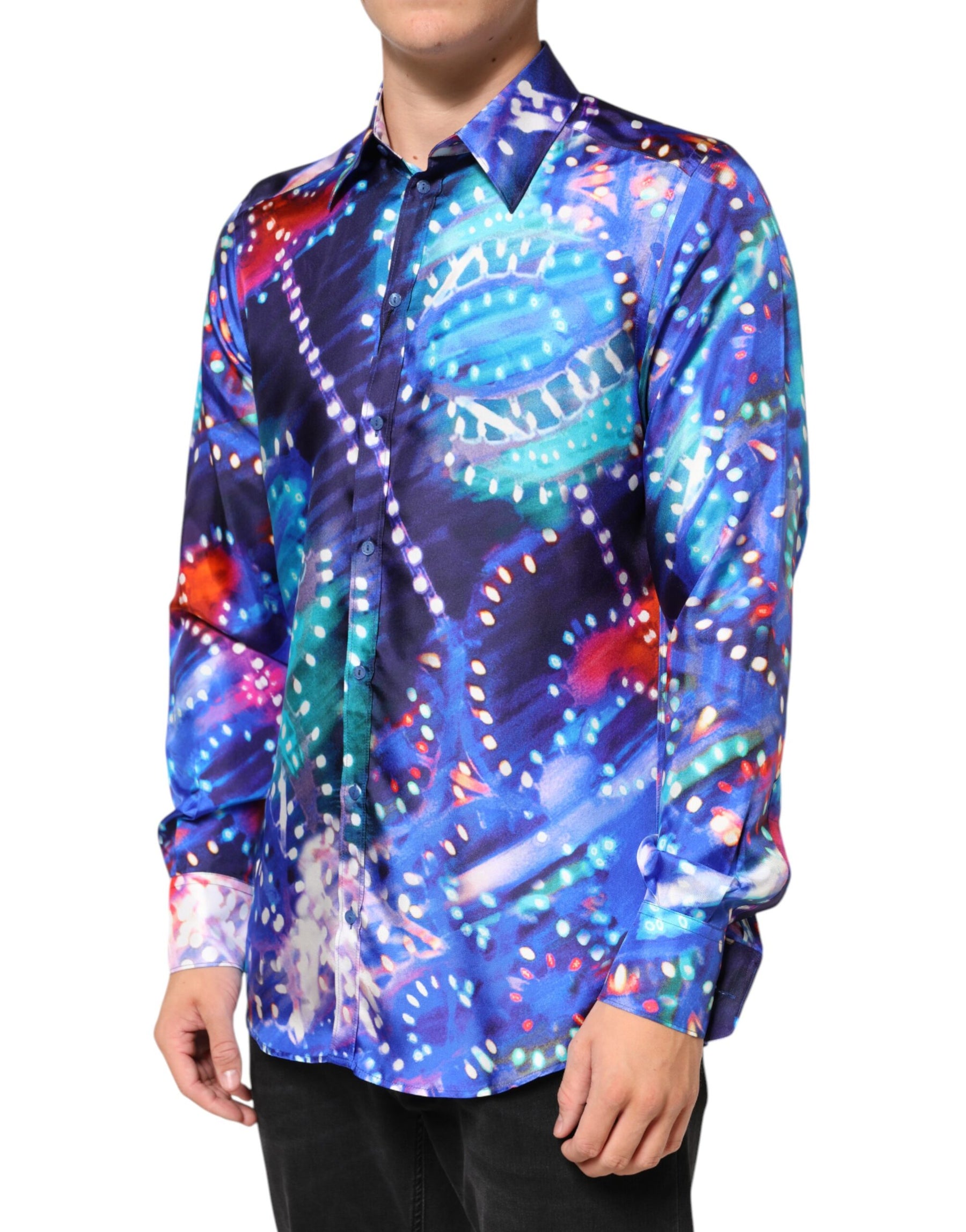 Dolce & Gabbana Multicolor Luminarie MARTINI Slim Men Shirt | Regal Royce