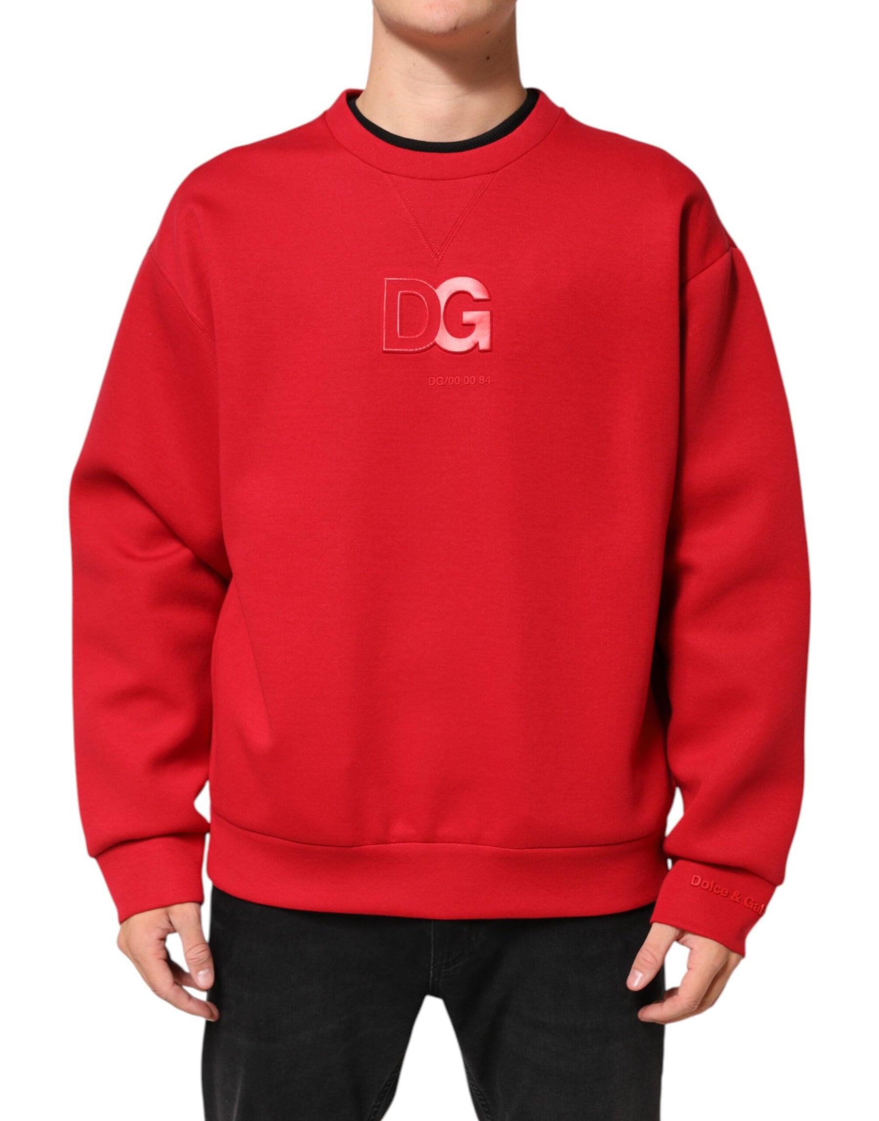 Dolce & Gabbana Red DG Logo Crew Neck Men Sweatshirt Sweater | Regal Royce