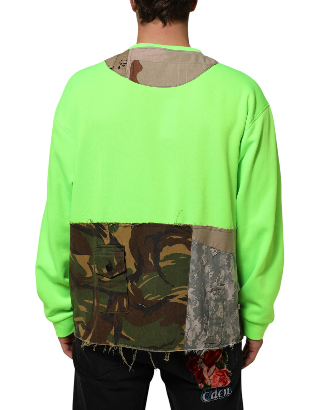 Dolce & Gabbana Green Patchwork Heart Men Sweatshirt Sweater