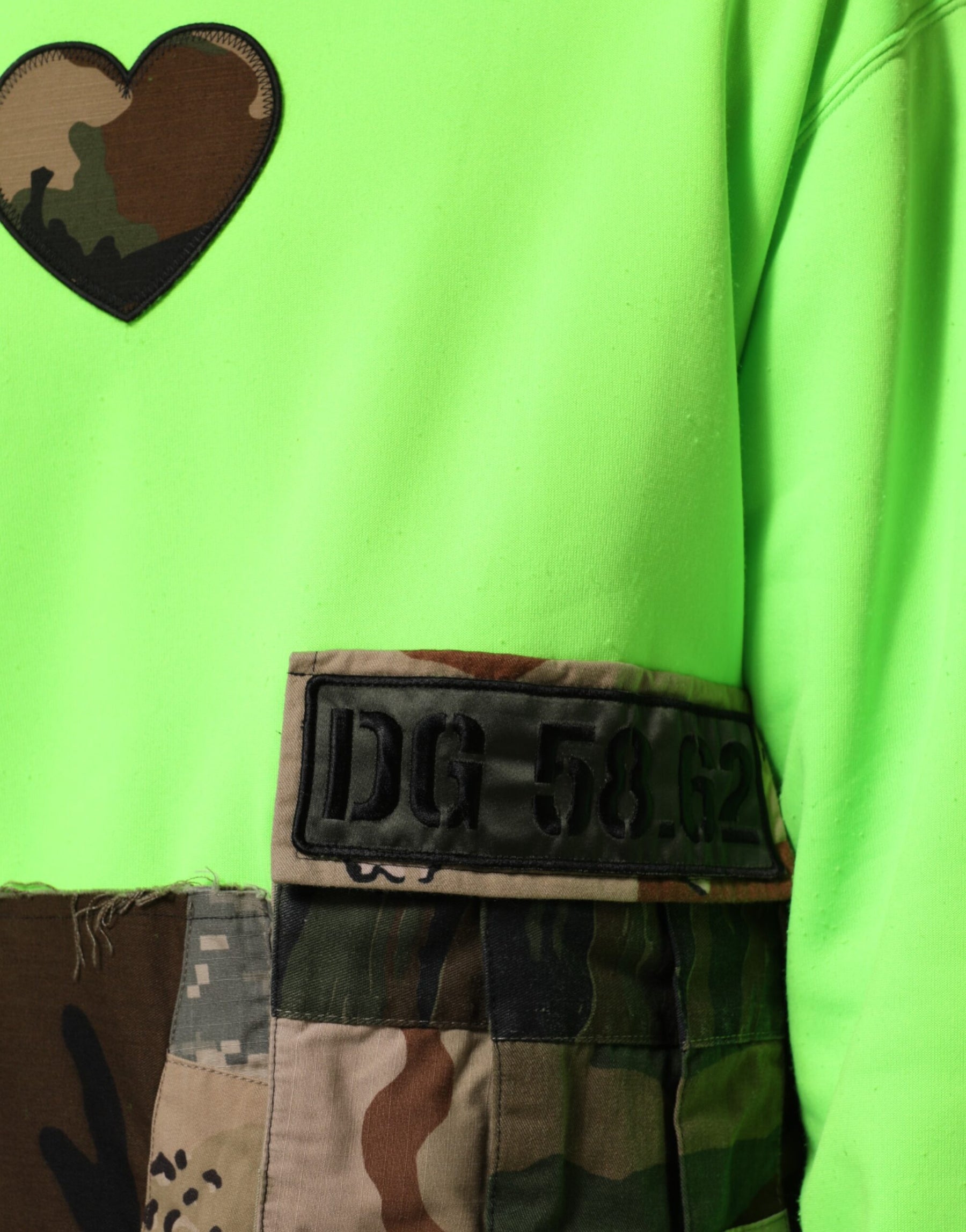 Dolce & Gabbana Green Patchwork Heart Men Sweatshirt Sweater | Regal Royce