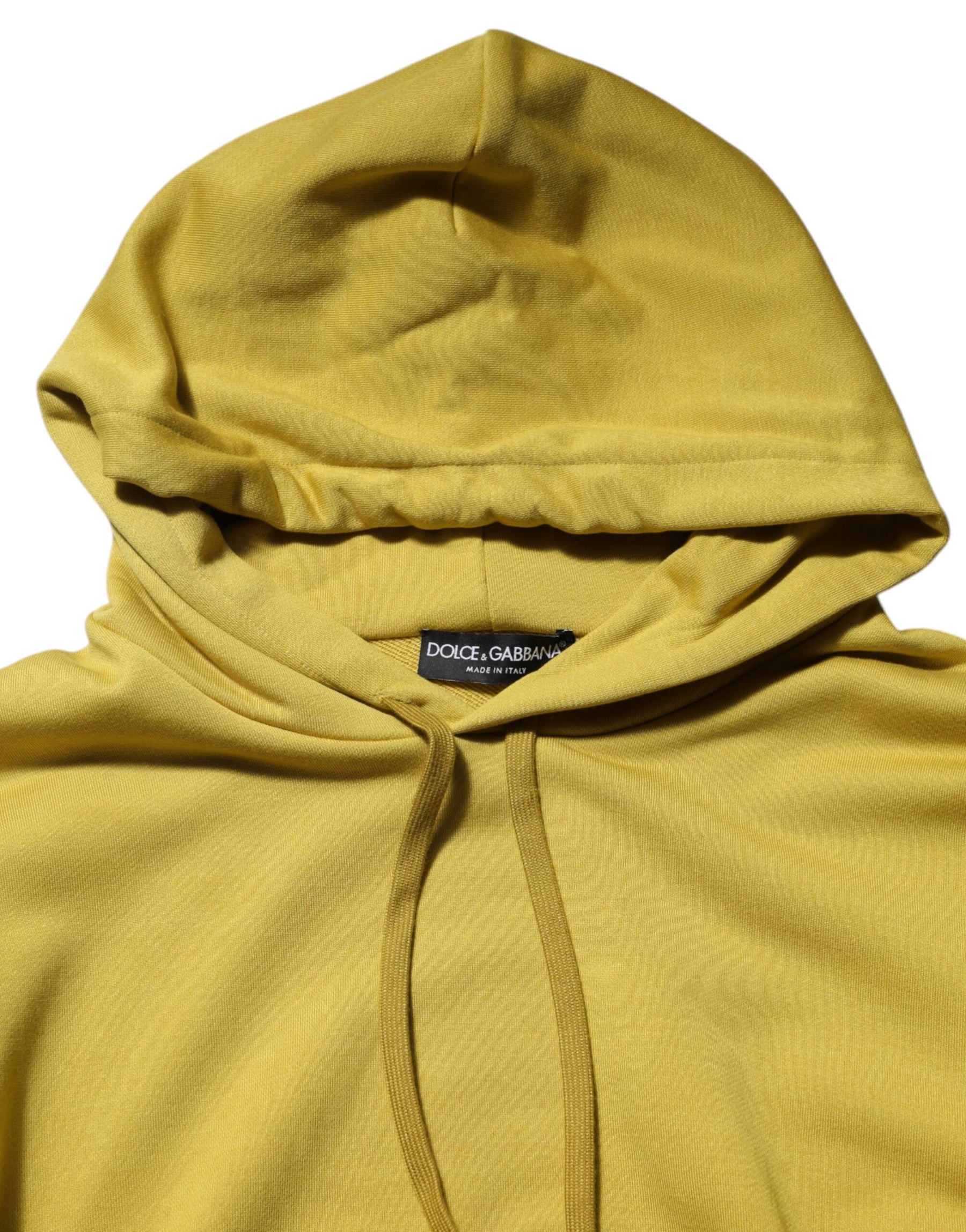 Dolce & Gabbana Yellow Logo Cotton Hooded Sweatshirt Sweater | Regal Royce