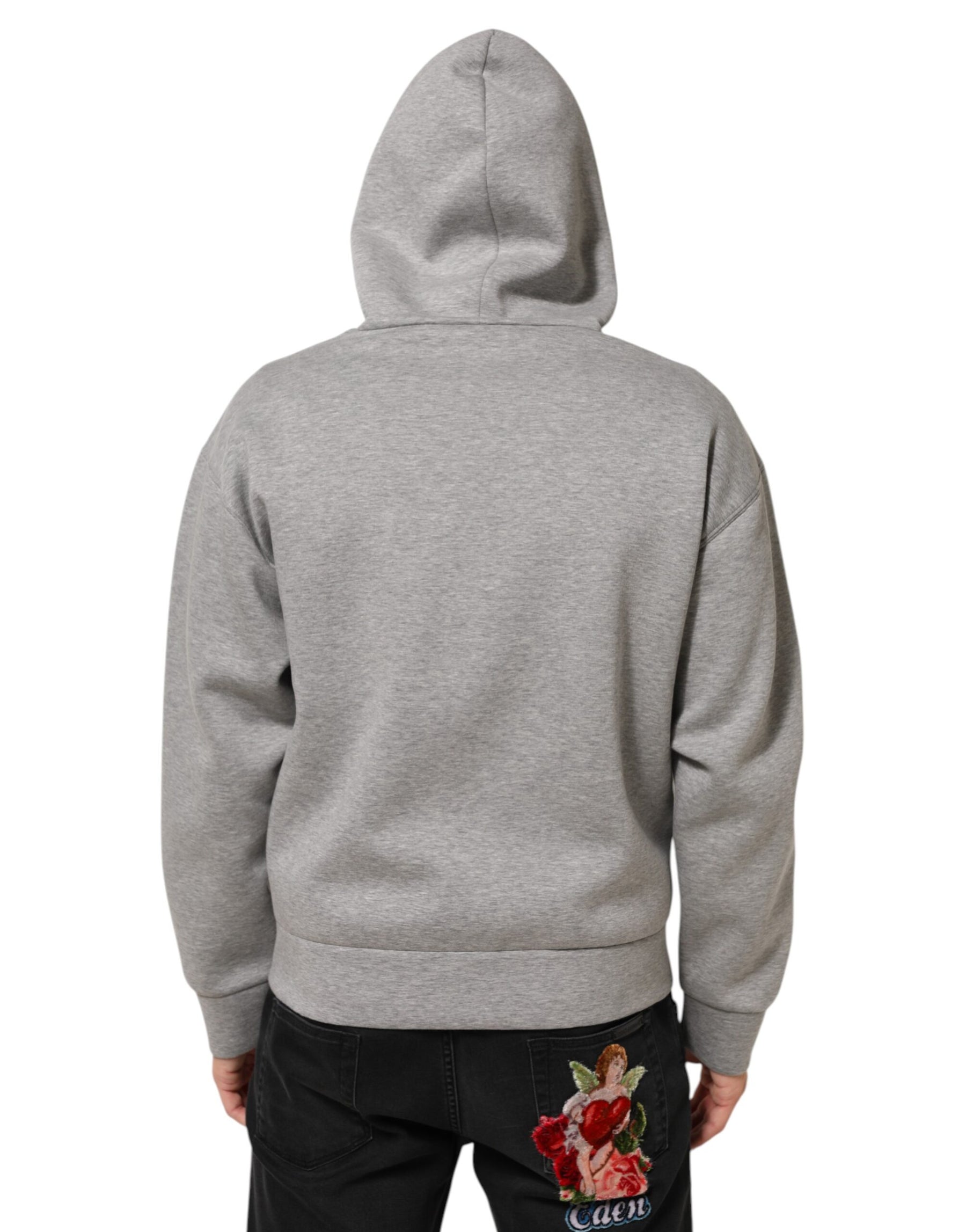 Dolce & Gabbana Gray Logo Cotton Hooded Sweatshirt Sweater | Regal Royce