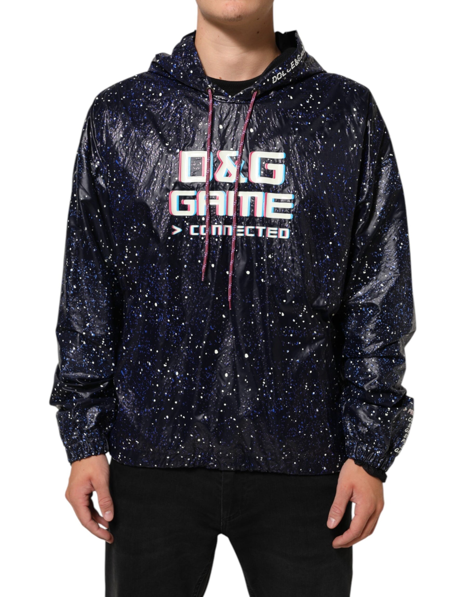 Dolce & Gabbana Blue D&G Game Hooded Men Sweatshirt Sweater | Regal Royce