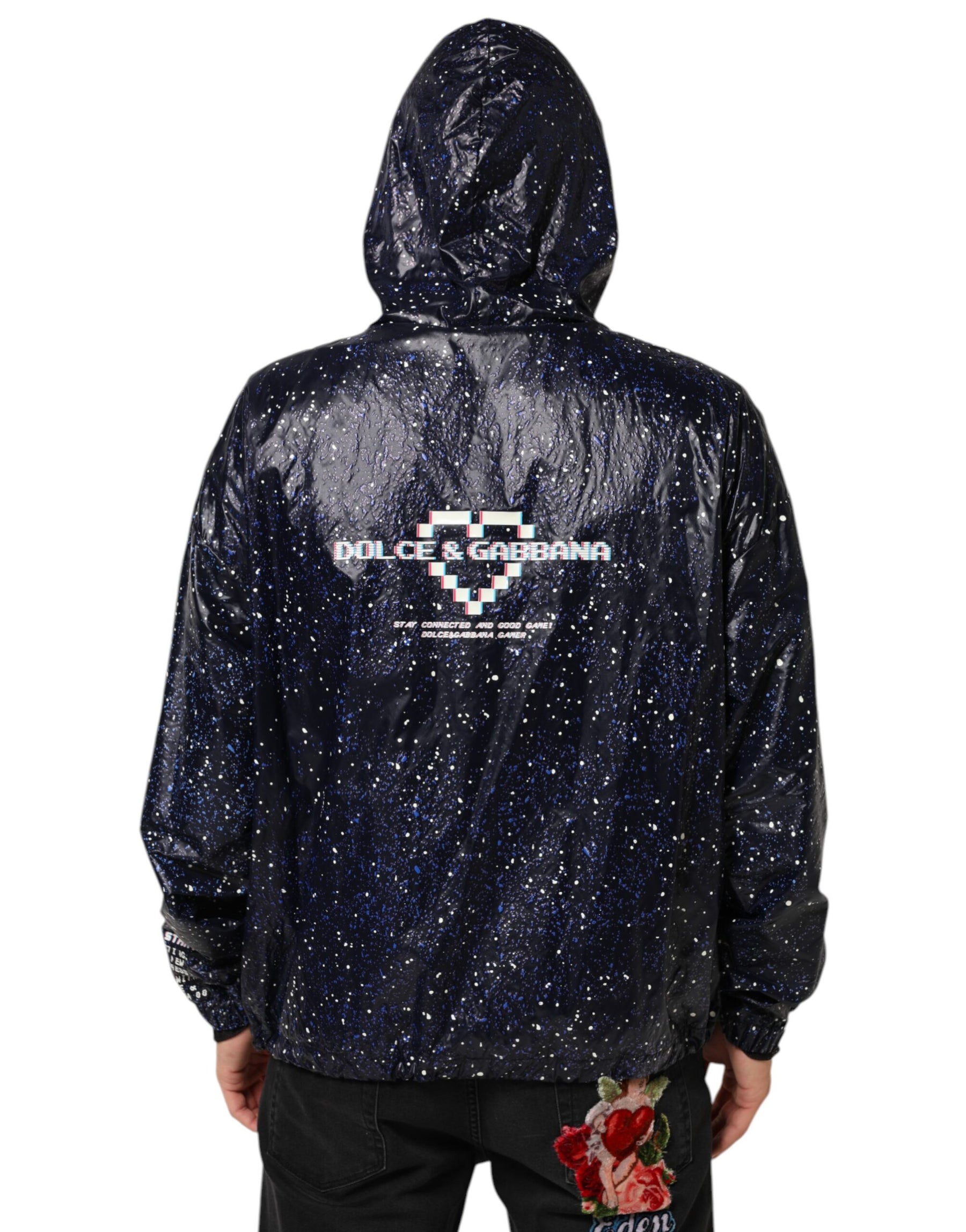 Dolce & Gabbana Blue D&G Game Hooded Men Sweatshirt Sweater | Regal Royce