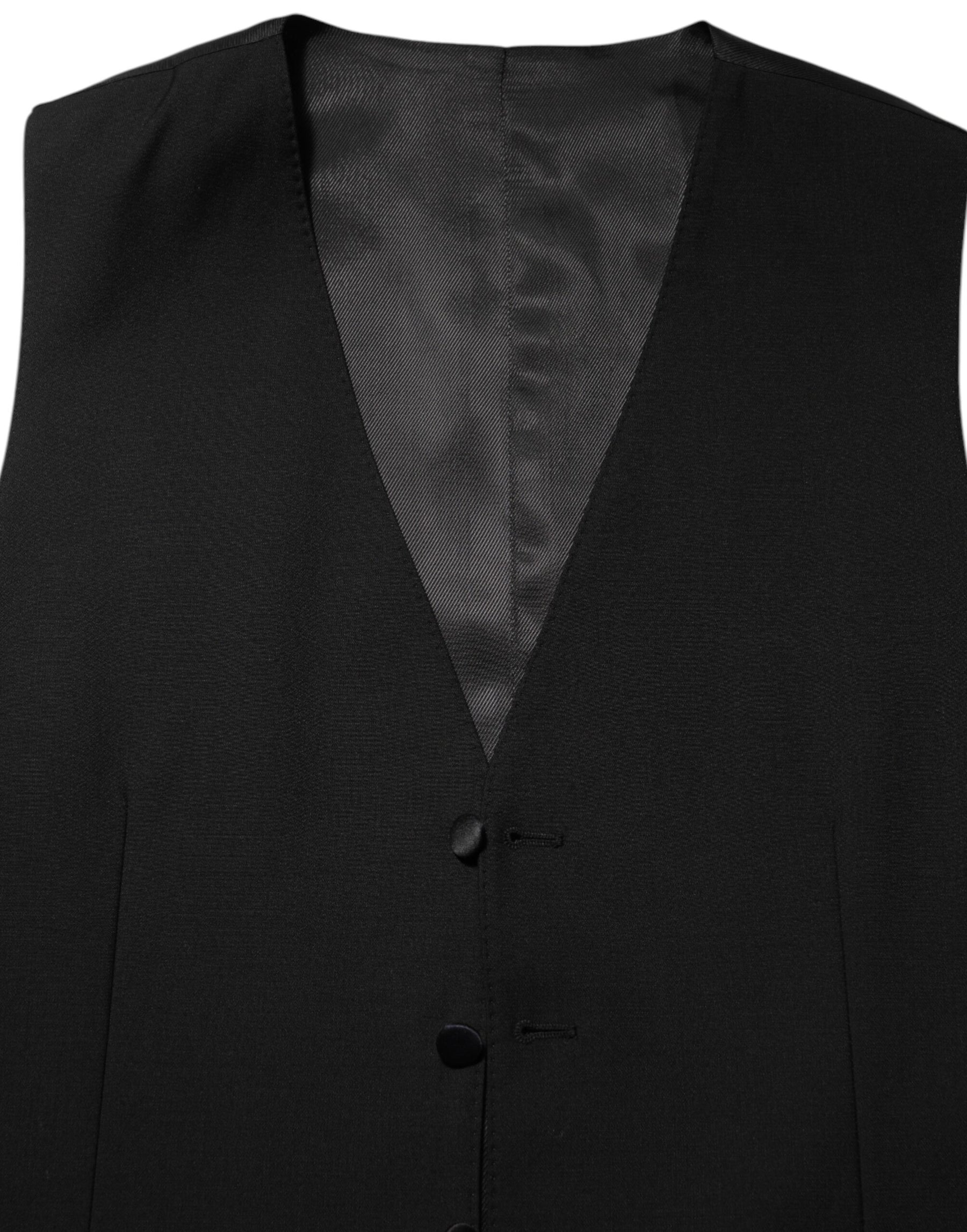 Dolce & Gabbana Black Wool Dress Formal Men Waistcoat Vest | Regal Royce