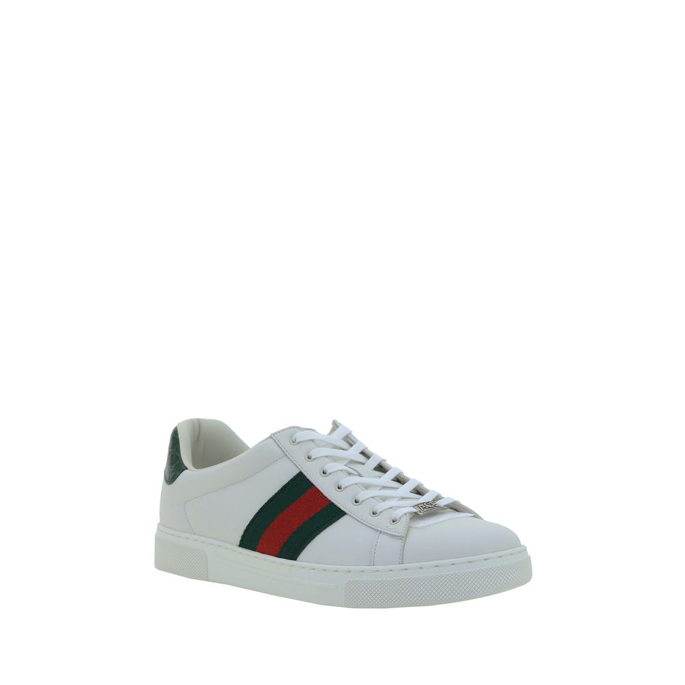 Gucci White Calf Leather Bos Taurus Low Top Sneakers | Regal Royce