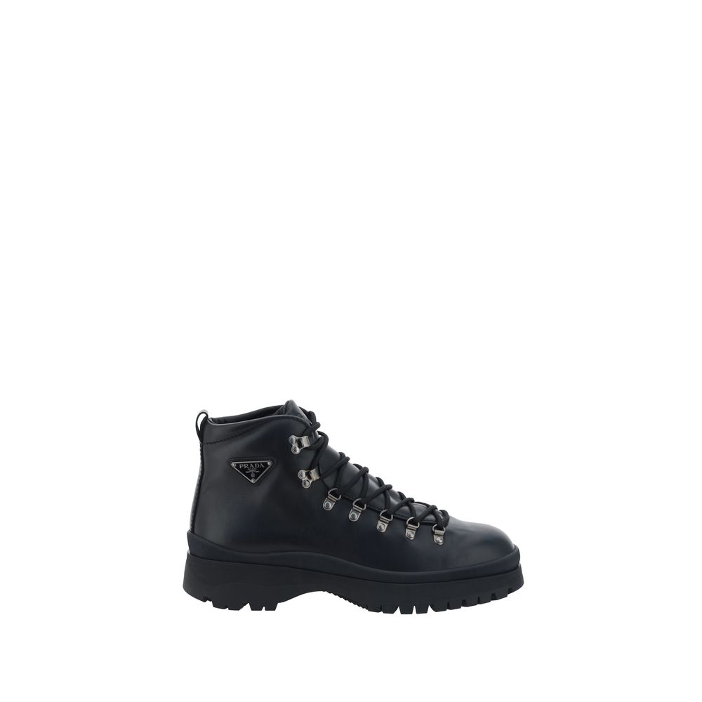 Prada Black Rubber Lace-Up Boots | Regal Royce