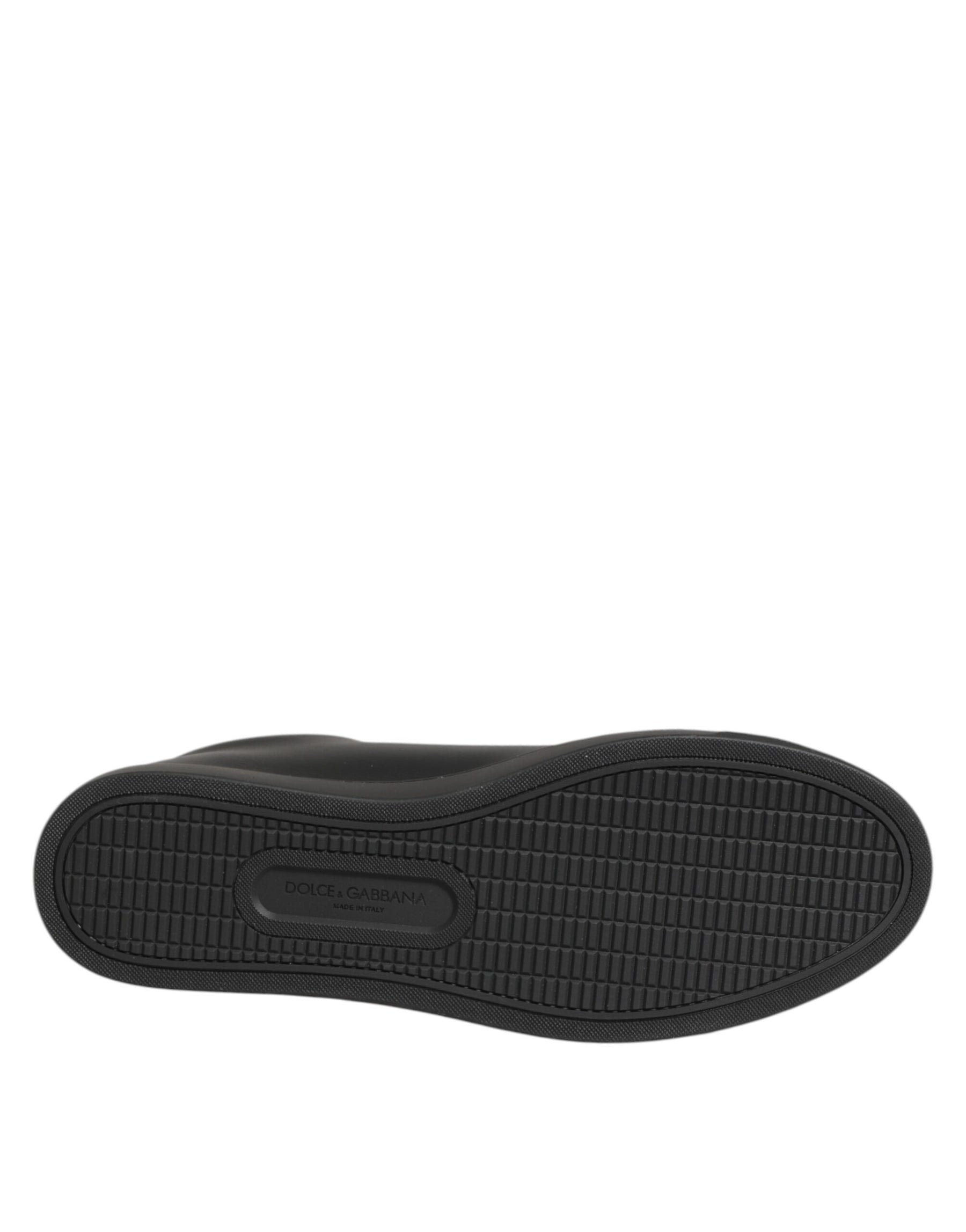 Dolce & Gabbana Black Leather Crystal Heart Sneakers  Shoes | Regal Royce