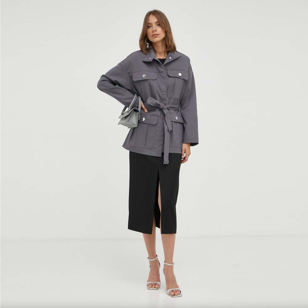 Patrizia Pepe Gray Cotton Jackets & Coat