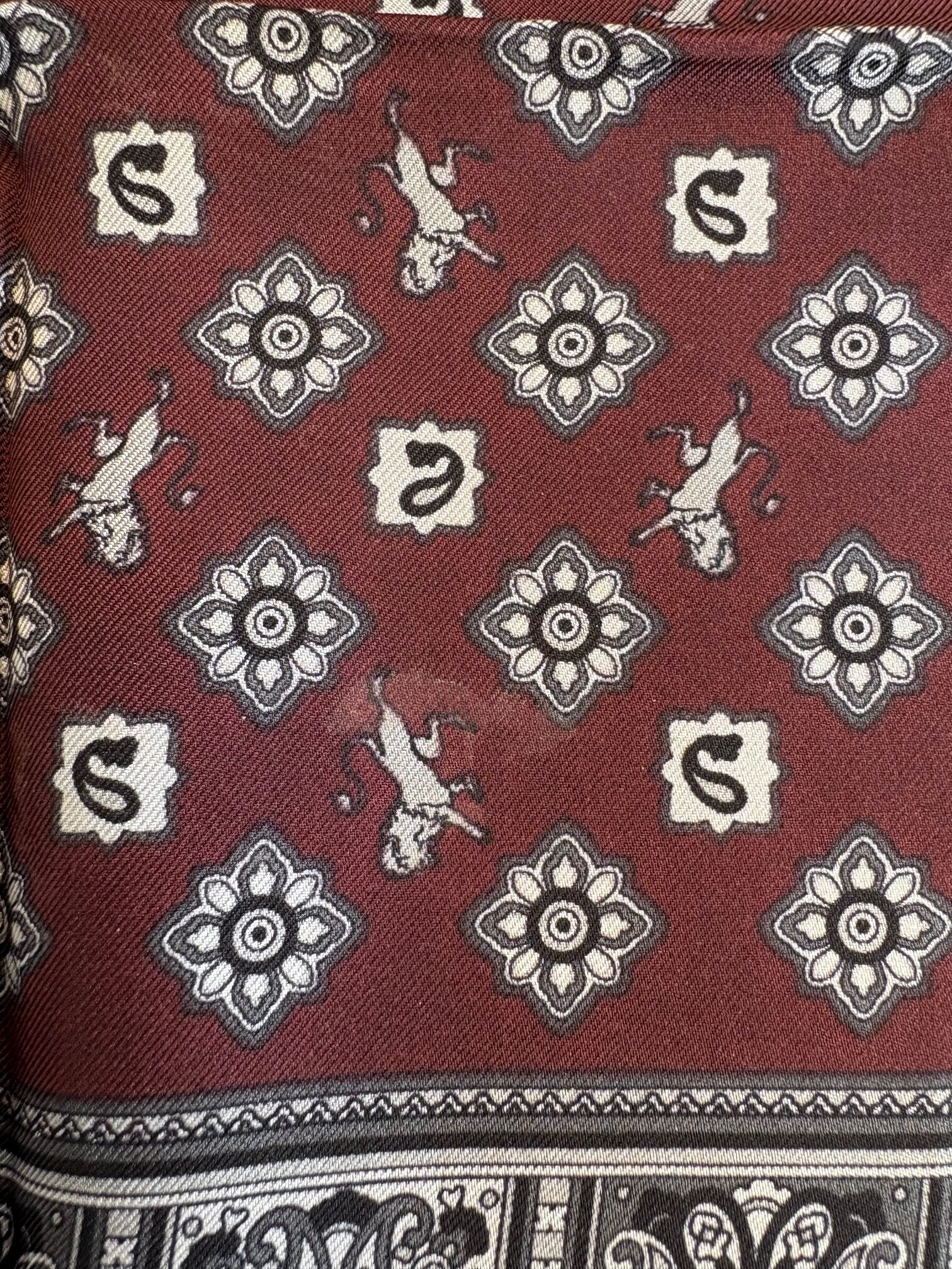 Dolce & Gabbana Bordeaux Bandana Silk Square Handkerchief Scarf | Regal Royce