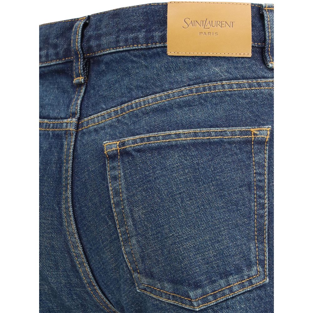 Saint Laurent Blue Cotton Straight-Leg Jeans | Regal Royce