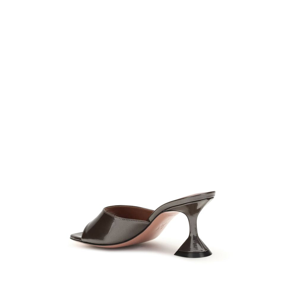 Amina Muaddi Brown Calf Leather Bos Taurus Stiletto Heel Sandals | Regal Royce