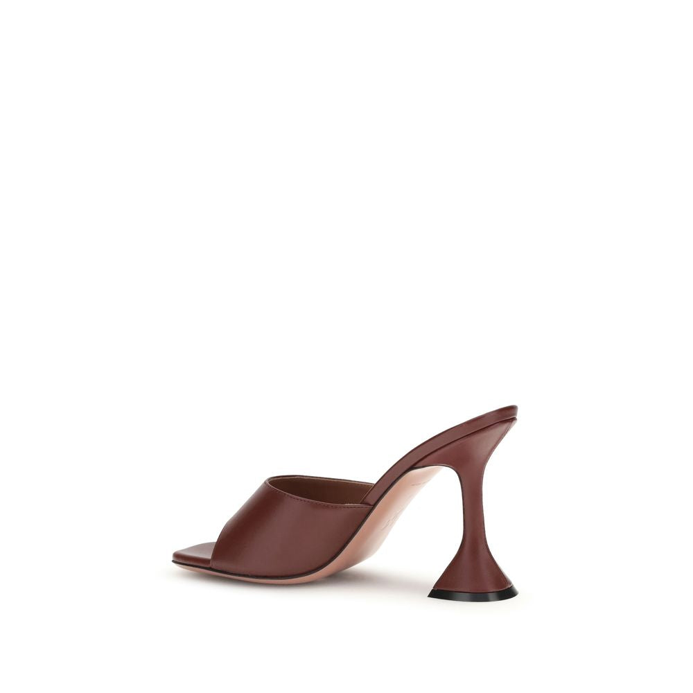 Amina Muaddi Brown Calf Leather Bos Taurus Stiletto Heel Sandals | Regal Royce