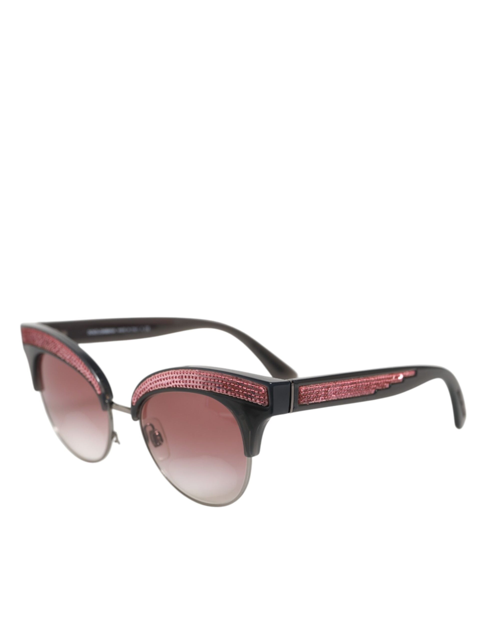 Dolce & Gabbana Black Pink Mirrored Cat Eye Sequined Sunglasses