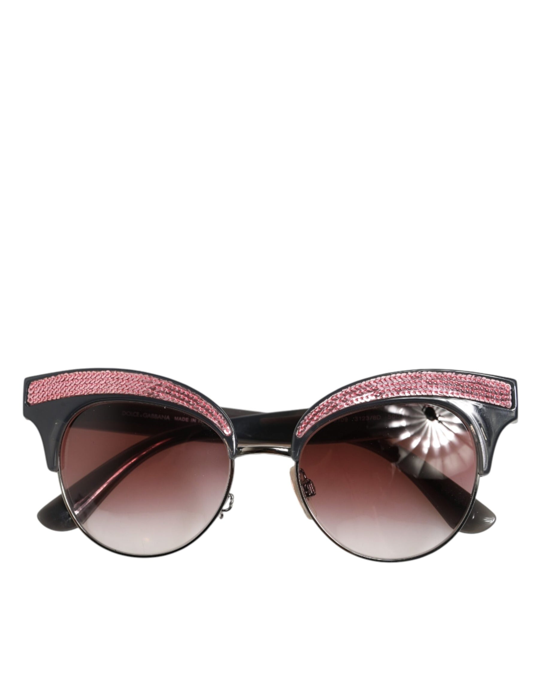Dolce & Gabbana Black Pink Mirrored Cat Eye Sequined Sunglasses | Regal Royce