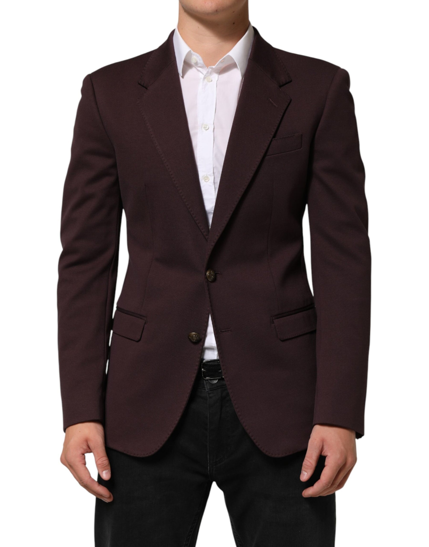 Dolce & Gabbana Maroon Cotton 2 Buttons Suit Jacket Blazer | Regal Royce