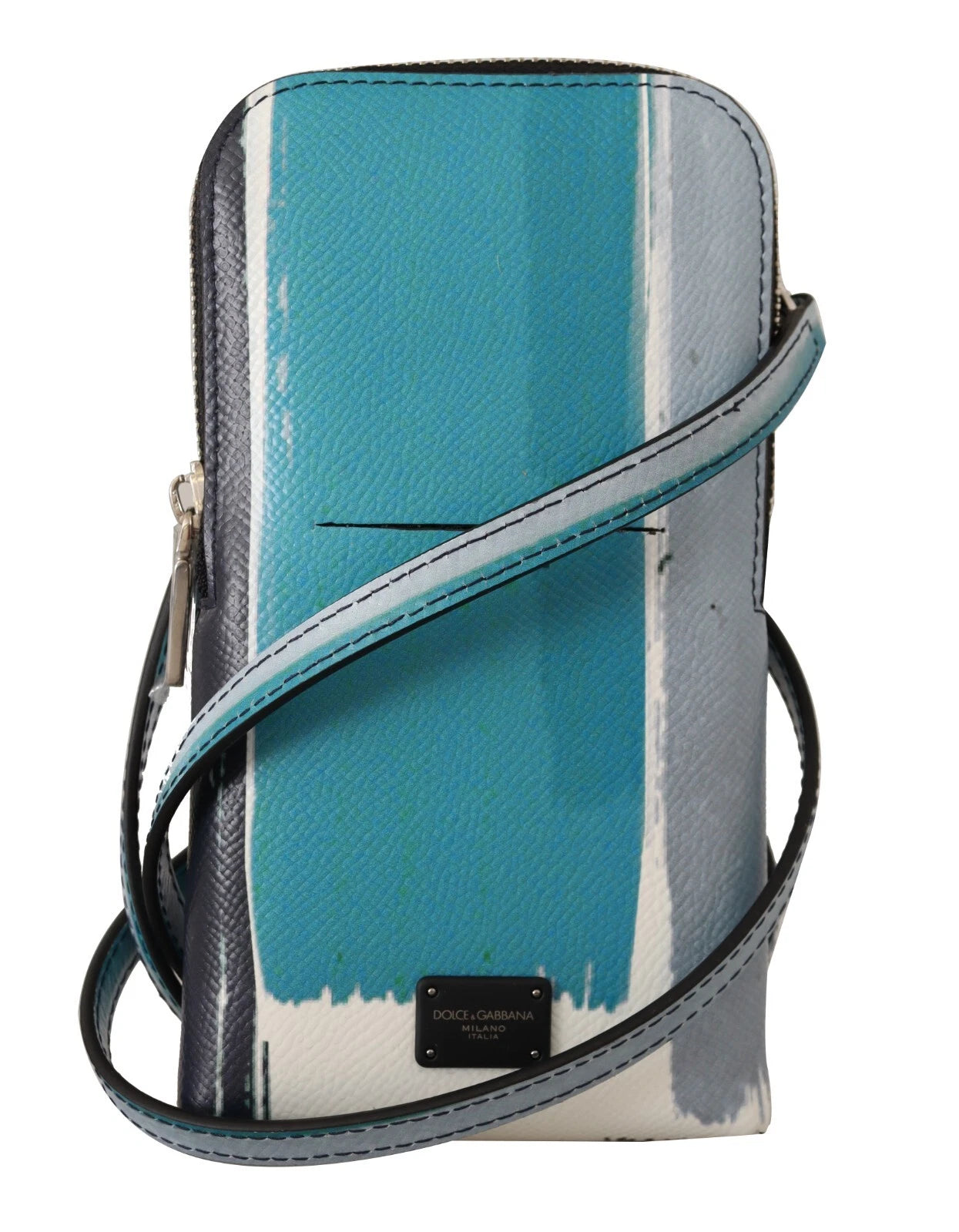 Dolce & Gabbana Blue Leather Cross Body Neck Strap Card Slot Phone Pocket | Regal Royce
