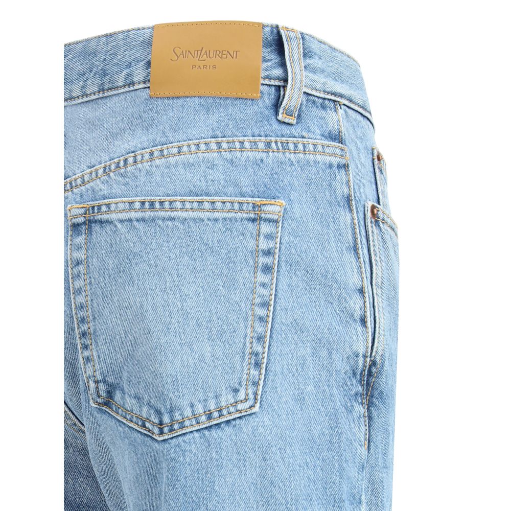 Saint Laurent Light Blue Cotton Straight-Leg Jeans | Regal Royce