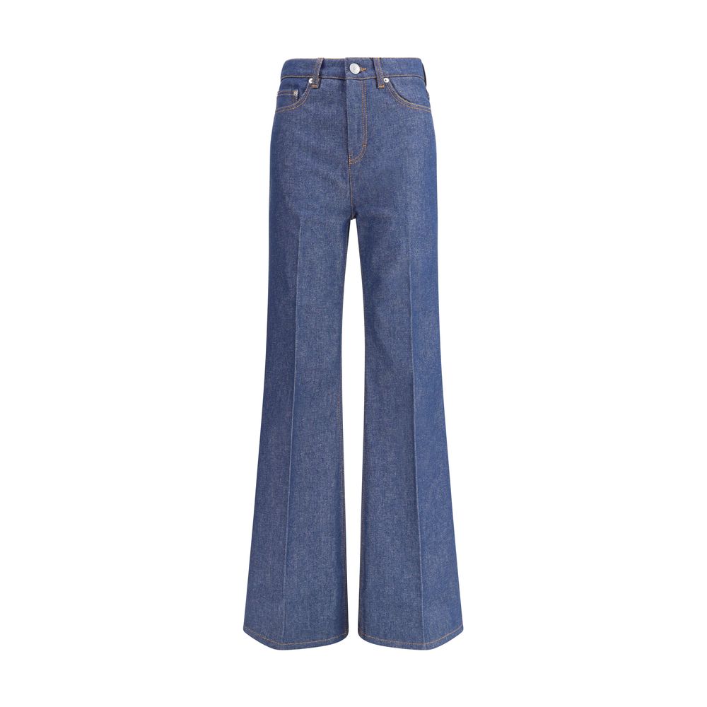 Ami Paris Blue Cotton Flared Jeans | Regal Royce