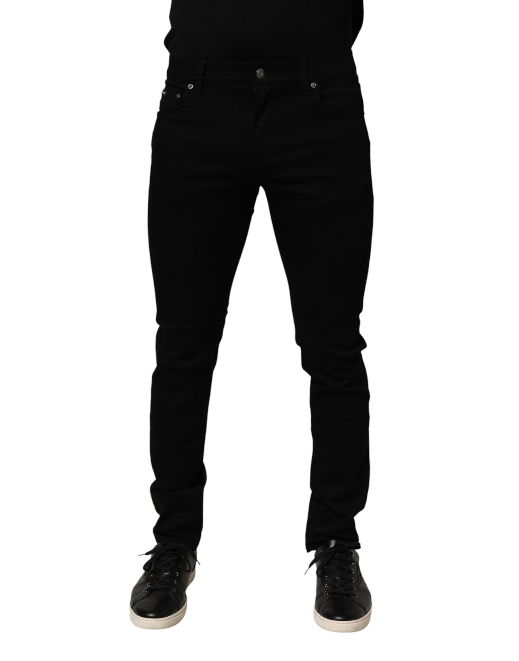 Dolce & Gabbana Black Cotton Stretch Slim Fit Men Denim Jeans | Regal Royce
