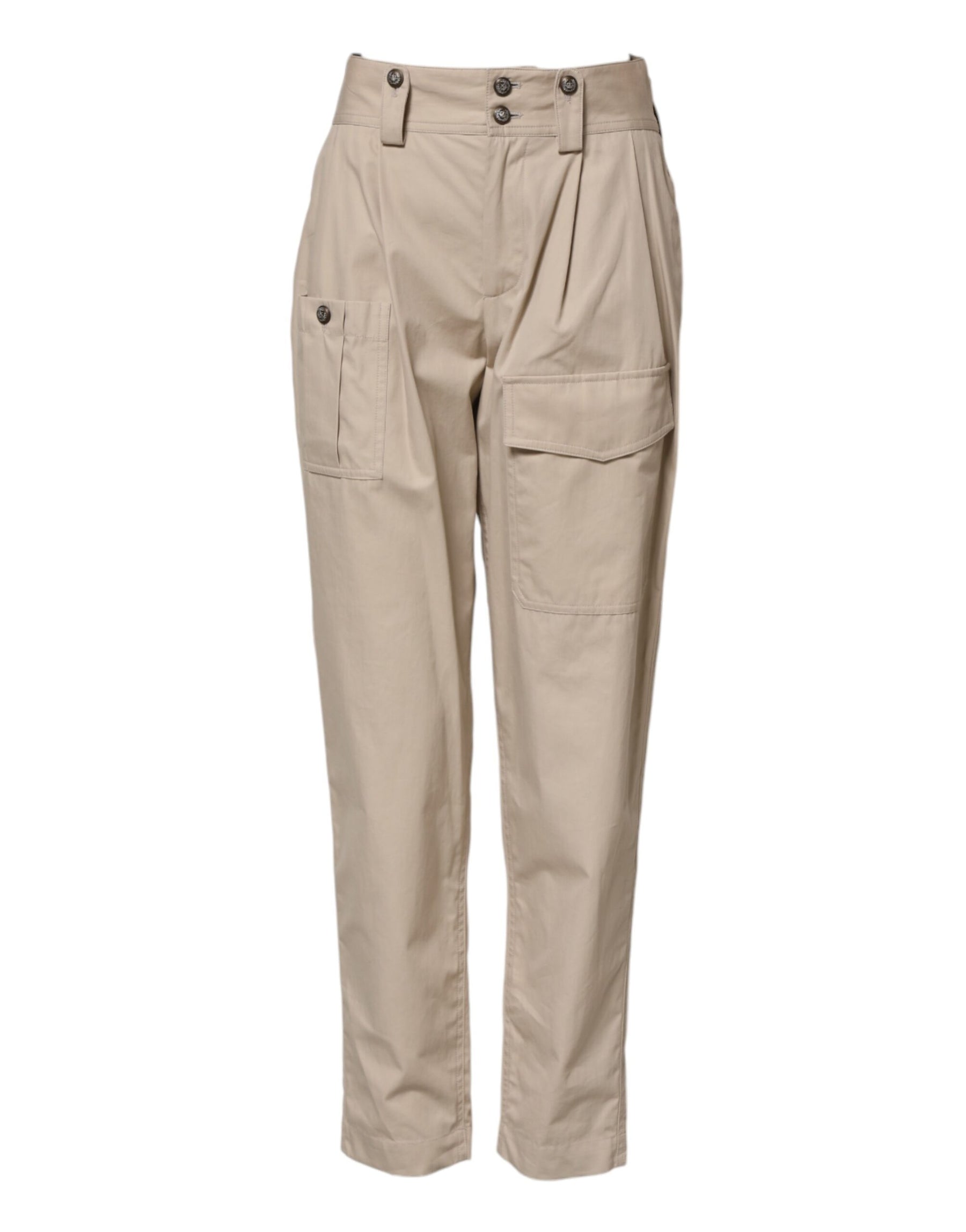 Dolce & Gabbana Beige Cotton Tapered Cargo Men Trouser Pants | Regal Royce